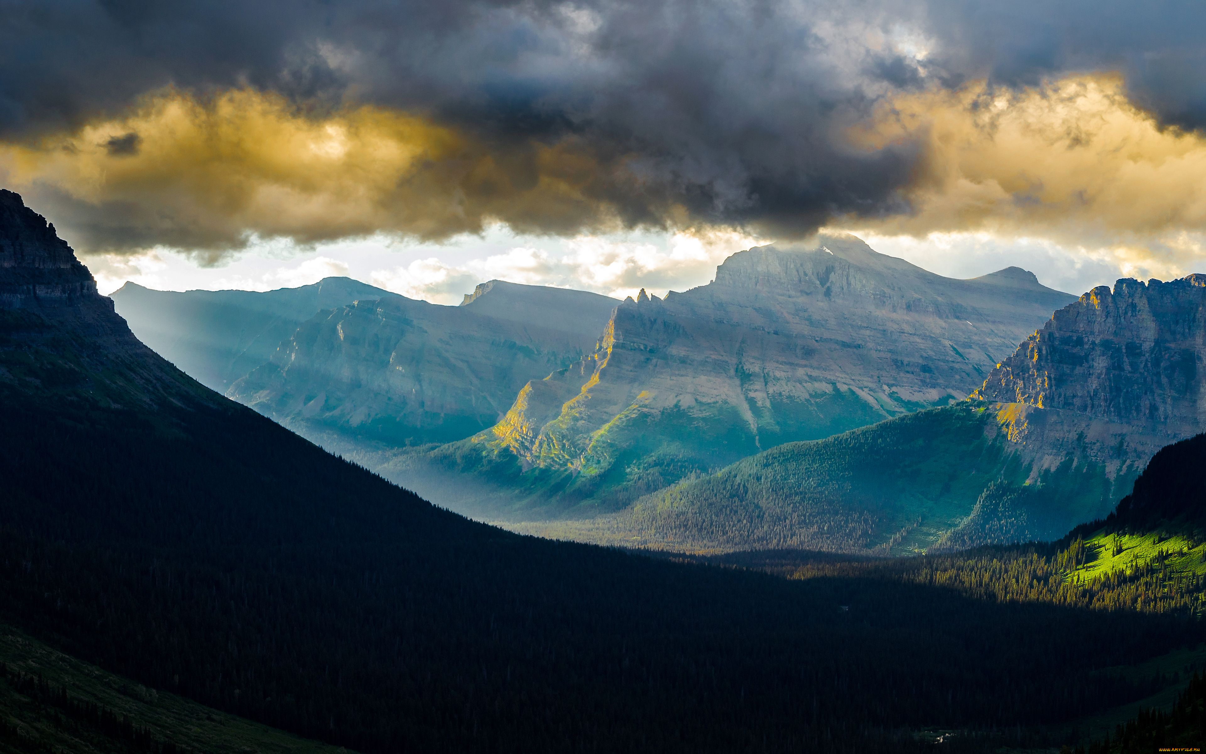 glacier, national, park, природа, горы, logan, pass, облака