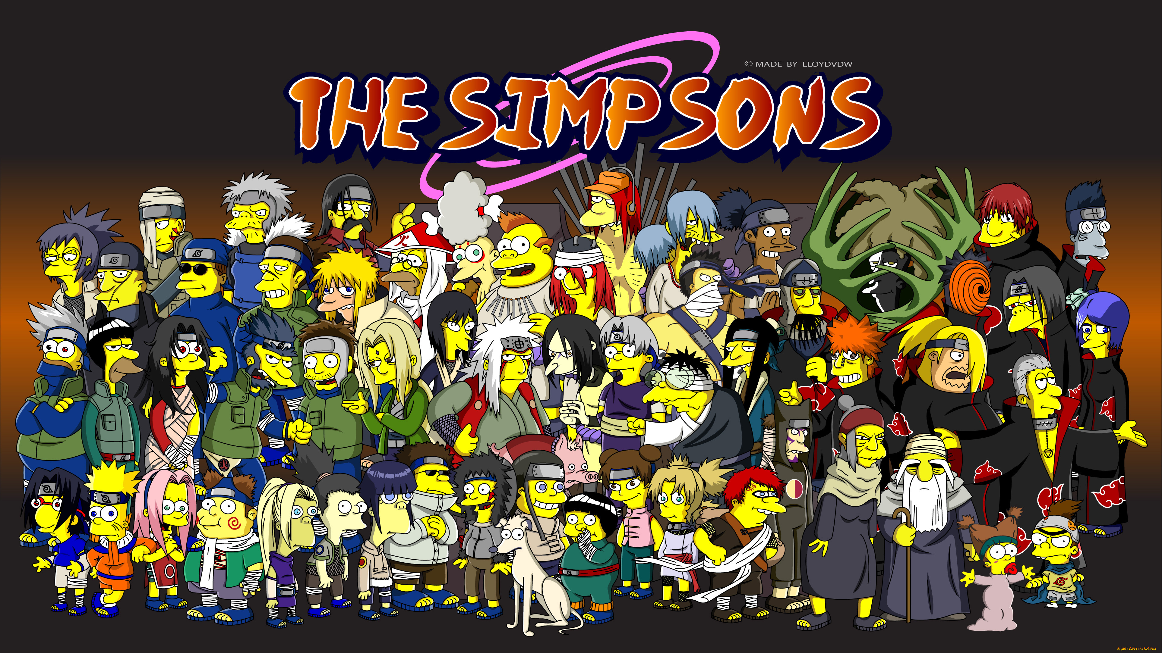 мультфильмы, the, simpsons, akatsuki, villains, heroes, simpson