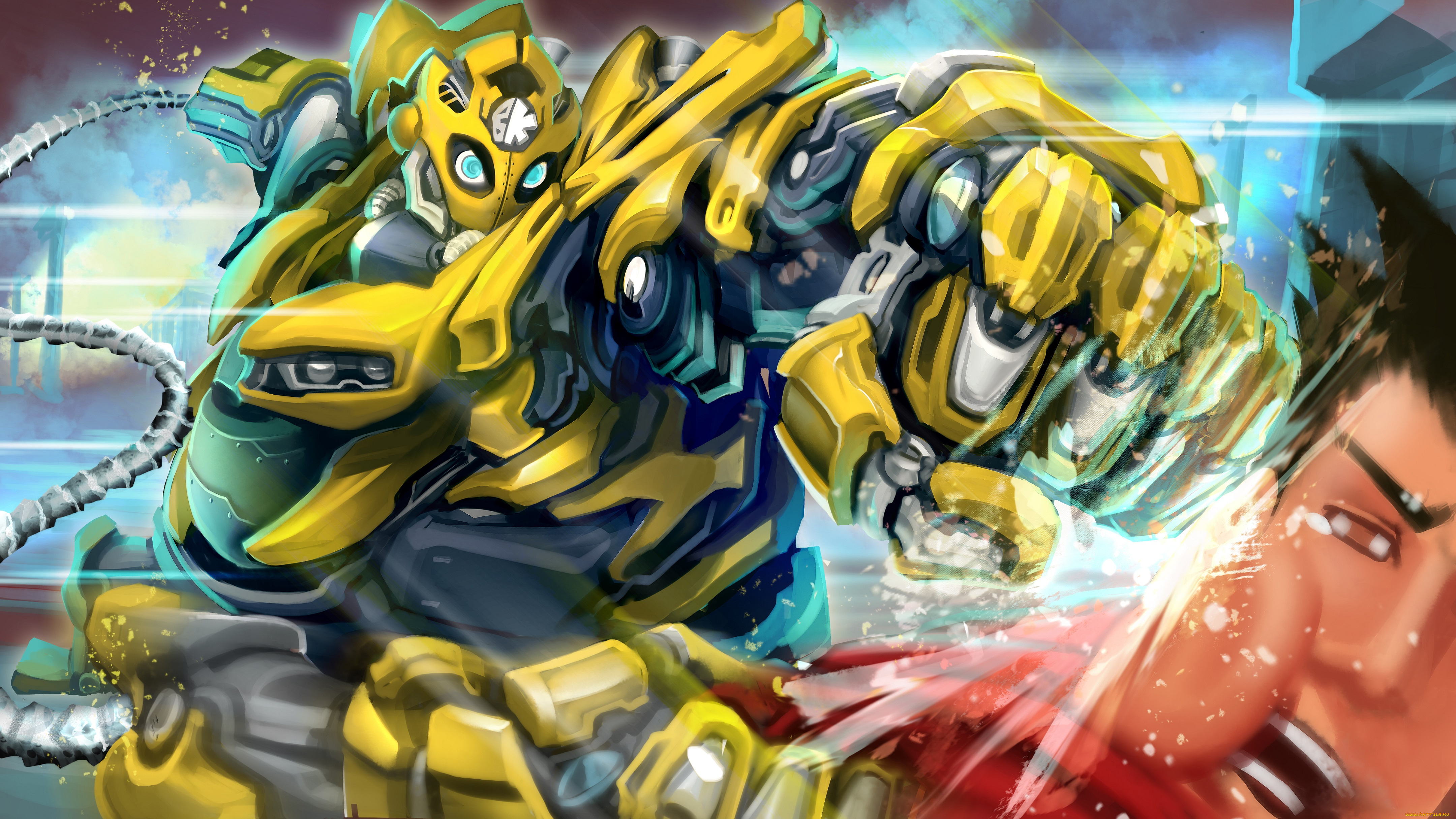 фэнтези, роботы, , киборги, , механизмы, blitzcrank, skin, bumblebee, жёлтый, человек, удар, робот, great, steam, golem