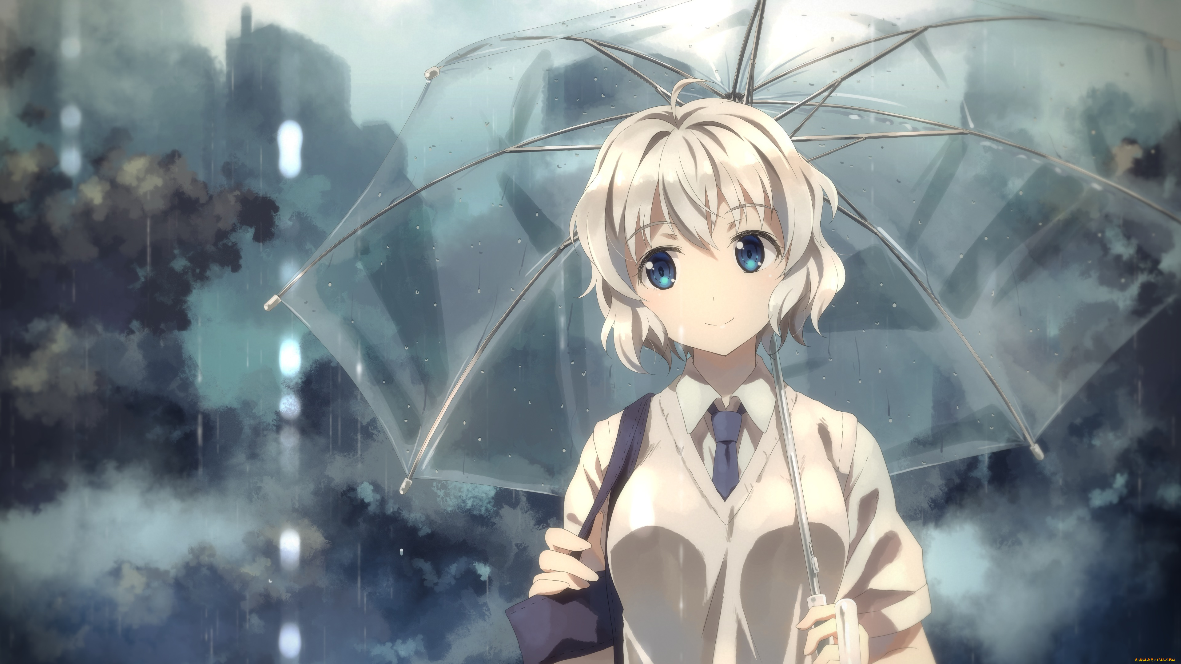 аниме, unknown, , другое, yuuki, tatsuya, арт, девушка, зонт, дождь