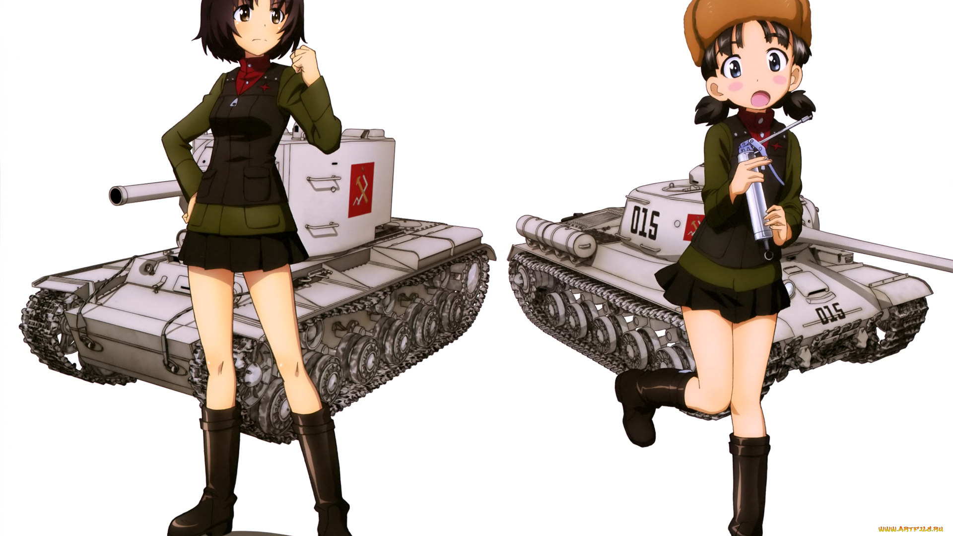 аниме, girls, und, panzer, фон, взгляд, девушки