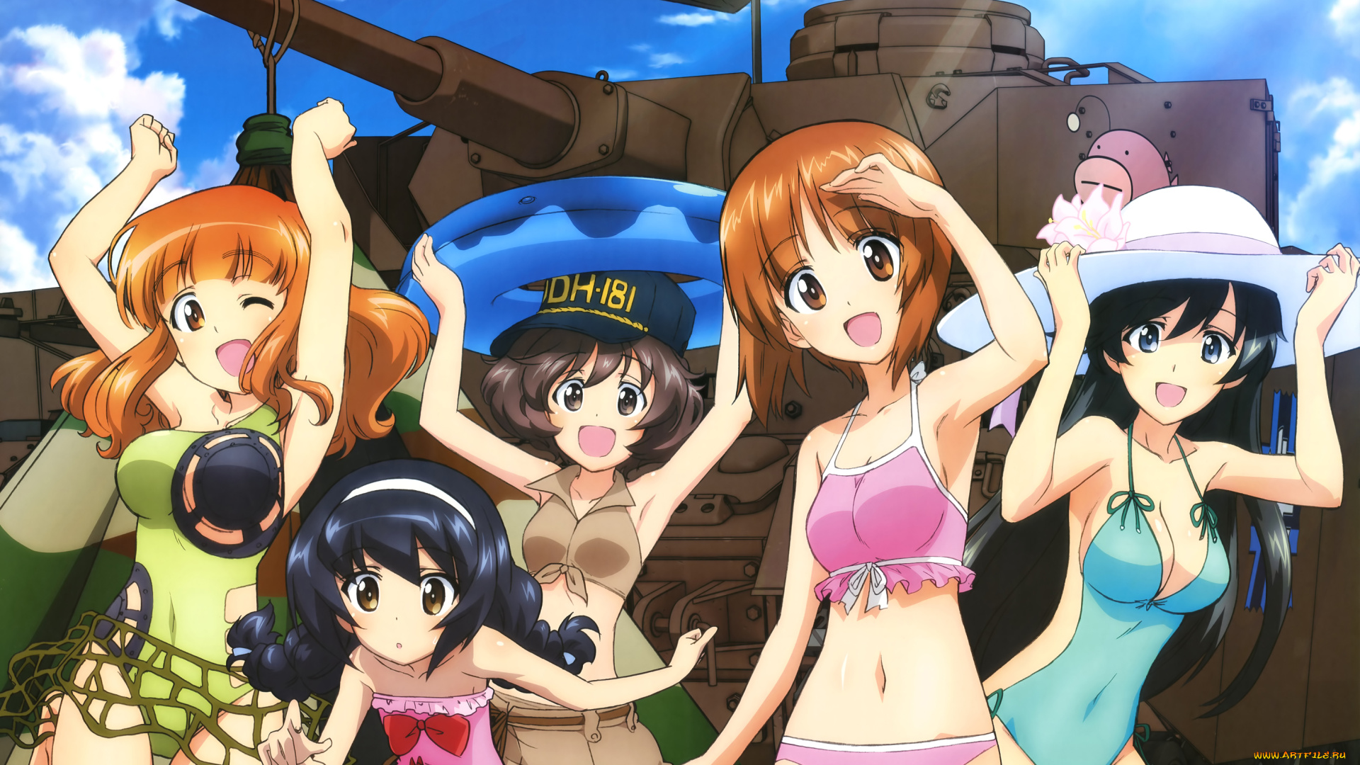 аниме, girls, und, panzer, фон, взгляд, девушки