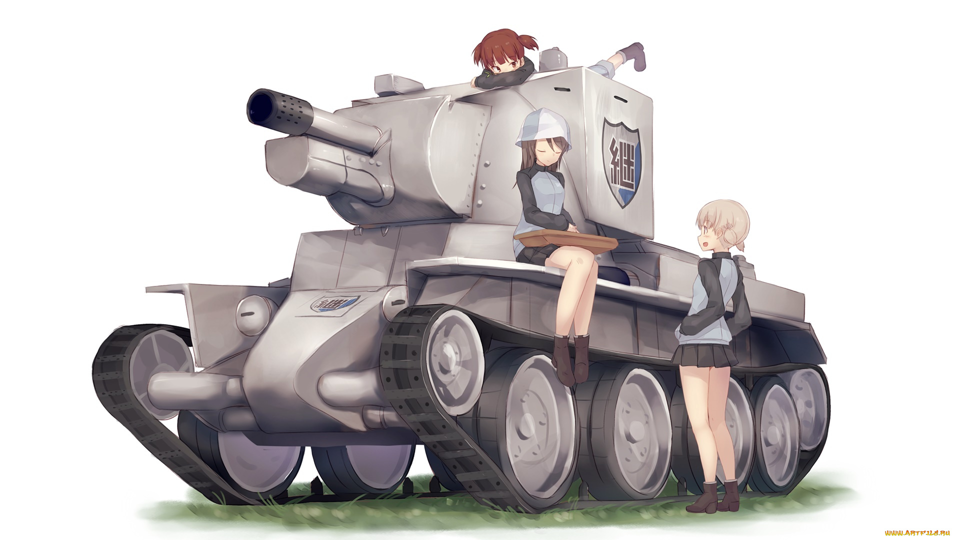 аниме, girls, und, panzer, фон, взгляд, девушки