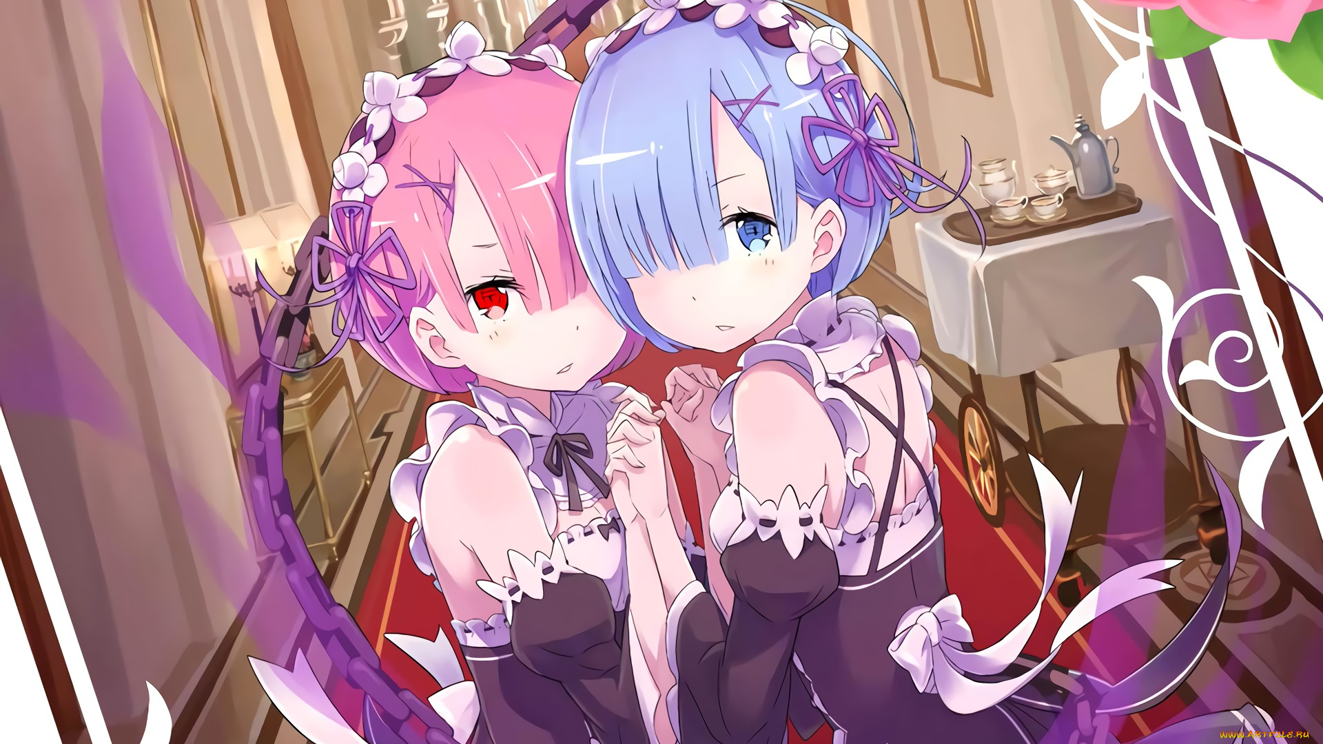 аниме, re, , zero, kara, hajimeru, isekai, seikatsu, фон, девушки, взгляд