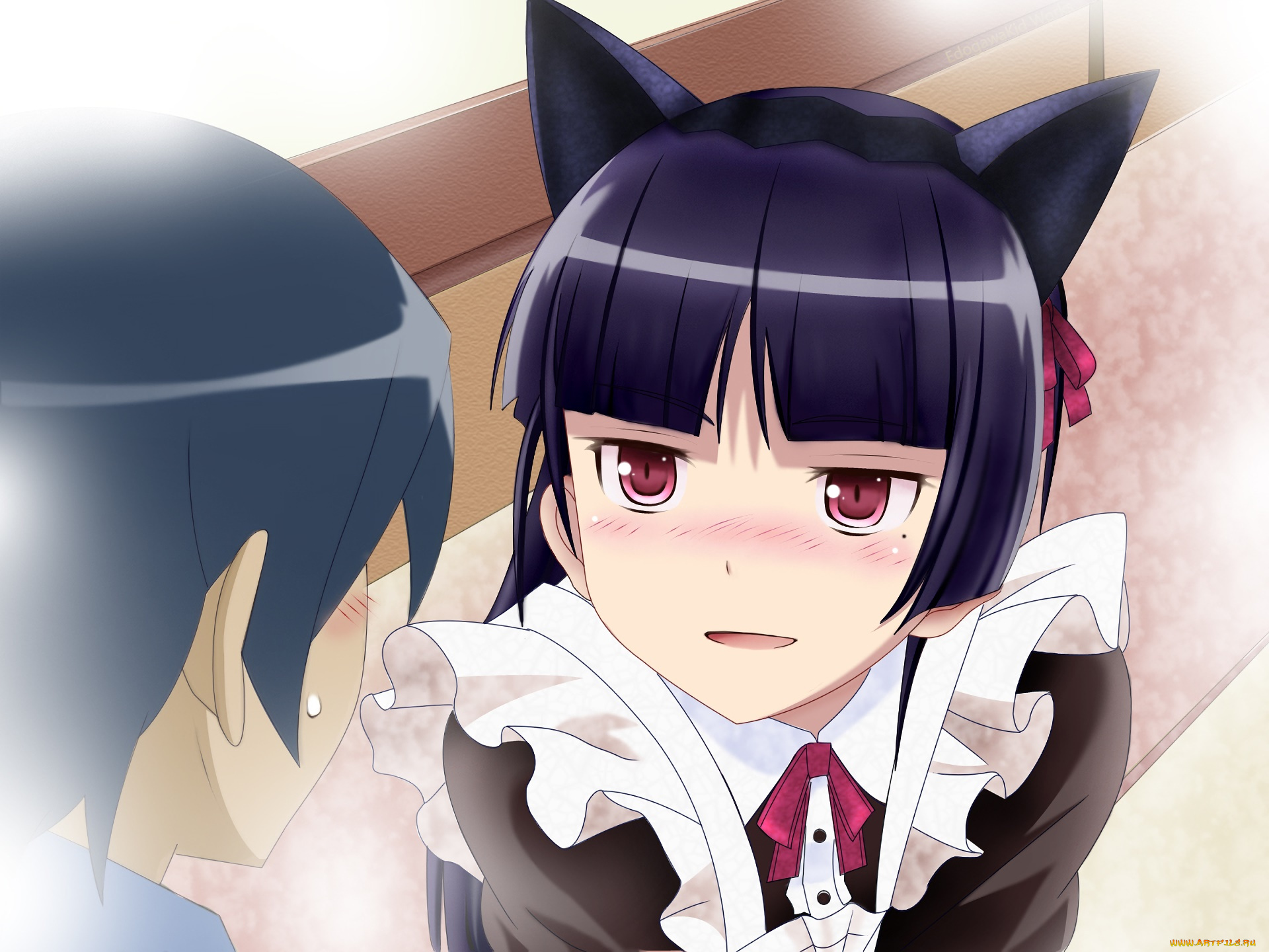 аниме, oreimo, взгляд, девушка, фон