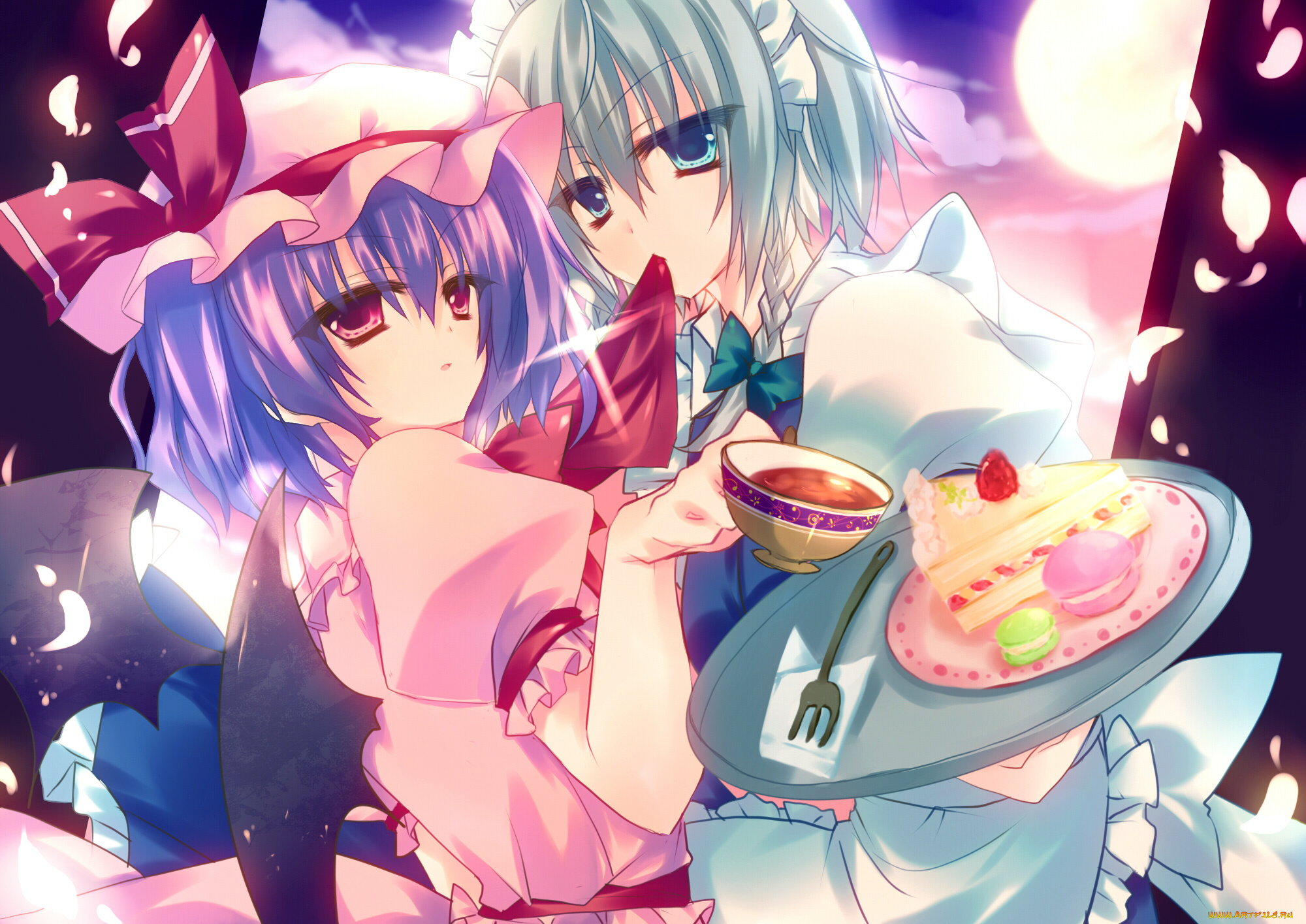 аниме, touhou, фон, взгляд, девушки