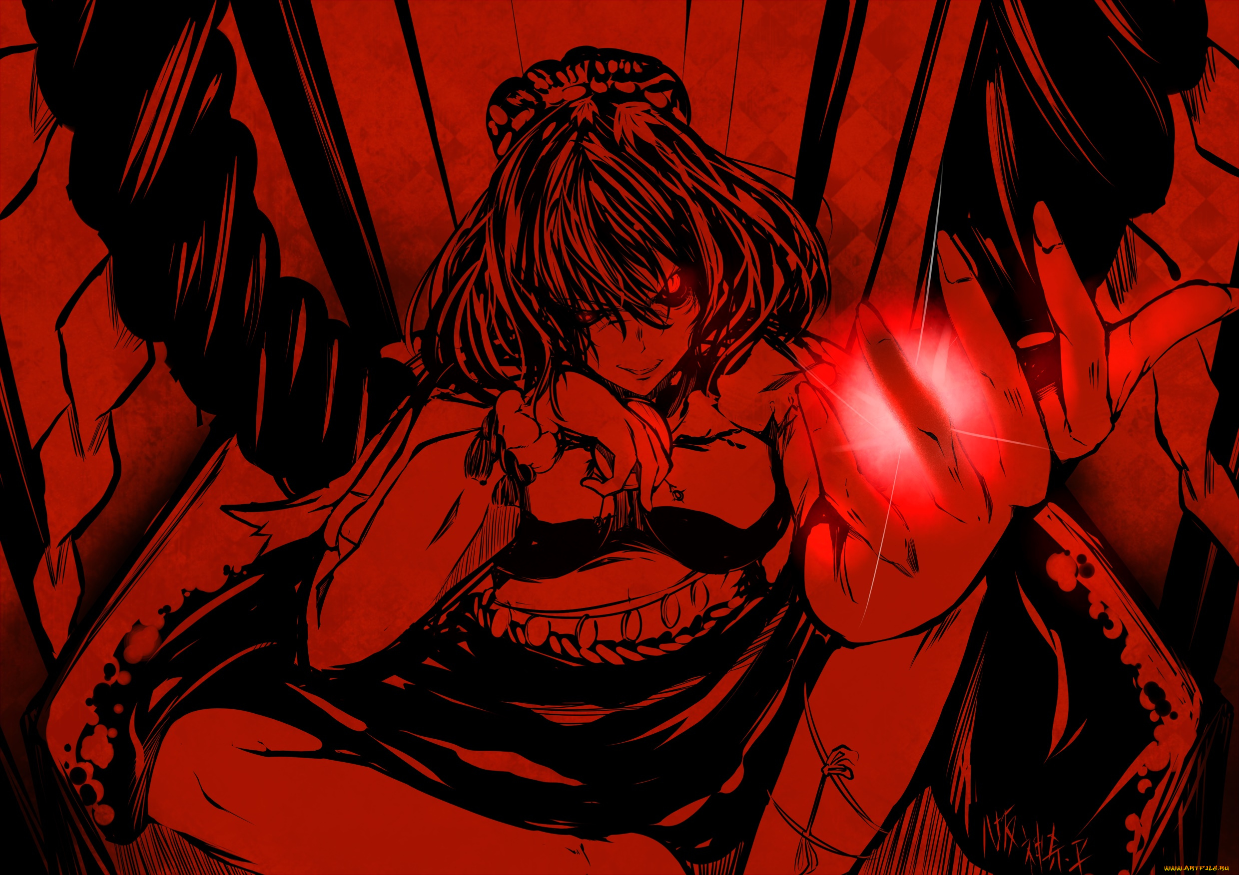 аниме, touhou, фон, взгляд, девушка