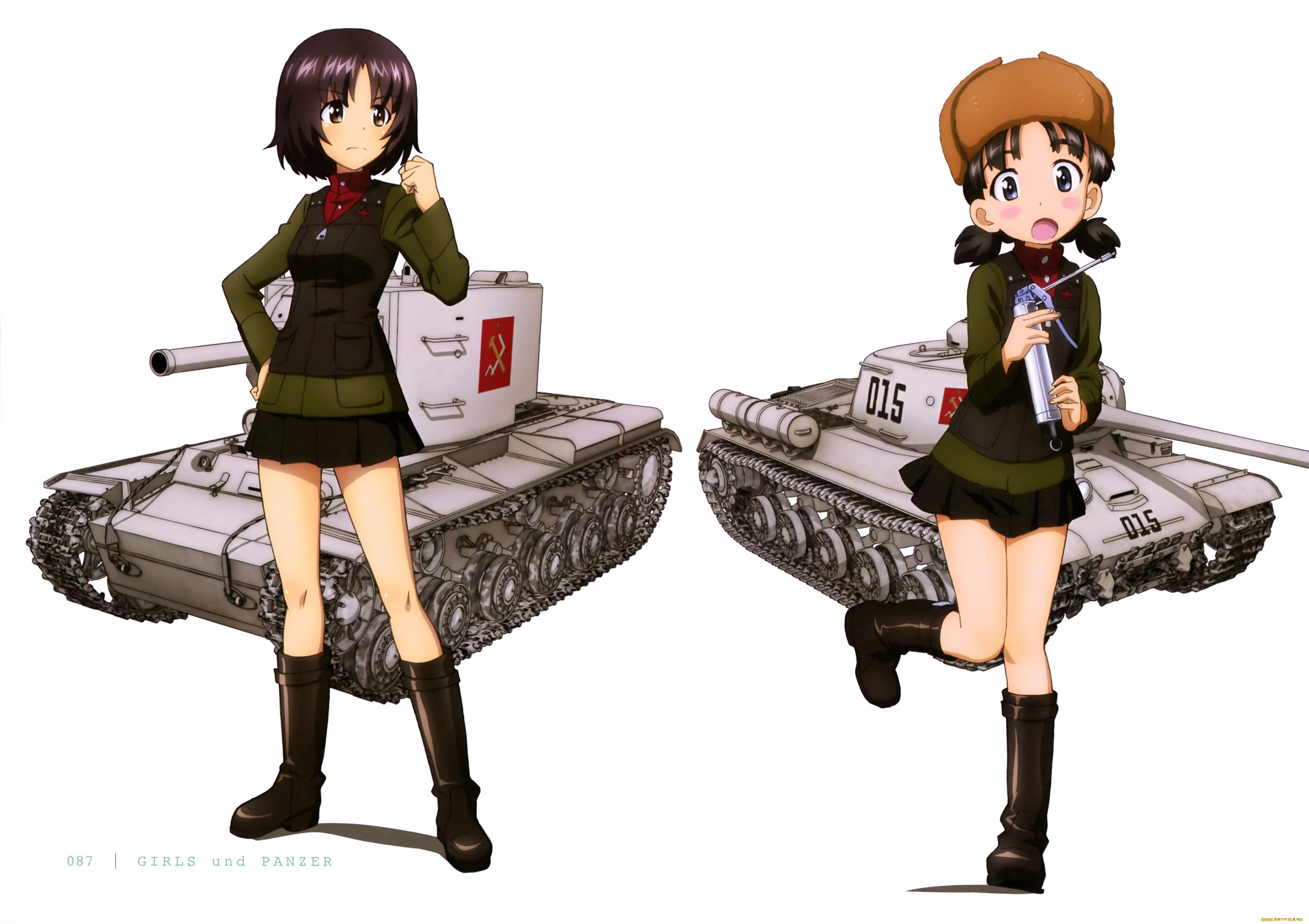 аниме, girls, und, panzer, фон, взгляд, девушки