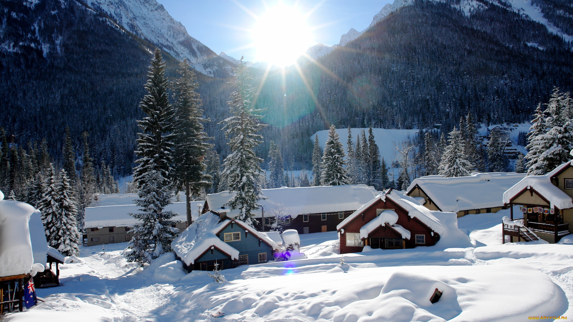 города, пейзажи, winter, holden, village, washington, usa