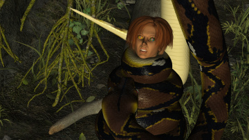 Картинка 3д+графика фантазия+ fantasy девушка взгляд фон змея дерево