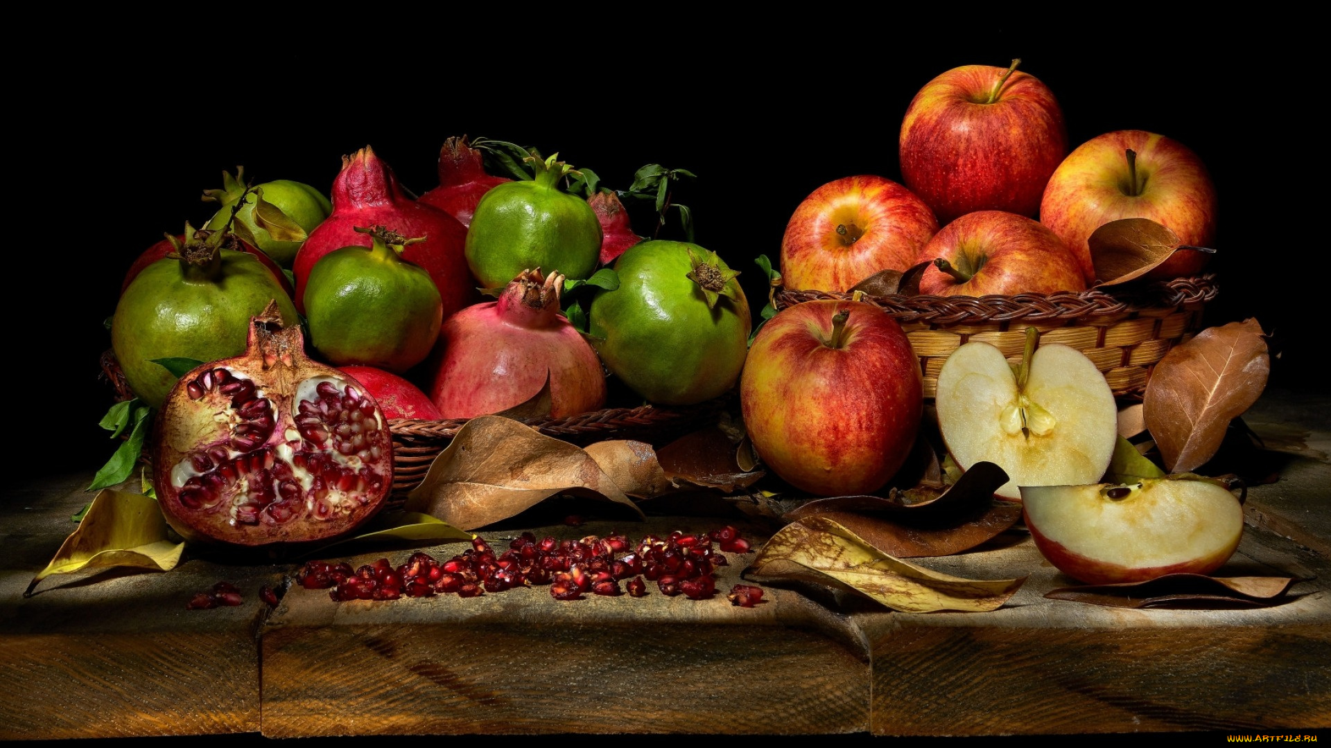 еда, фрукты, , ягоды, зерна, гранаты, яблоки