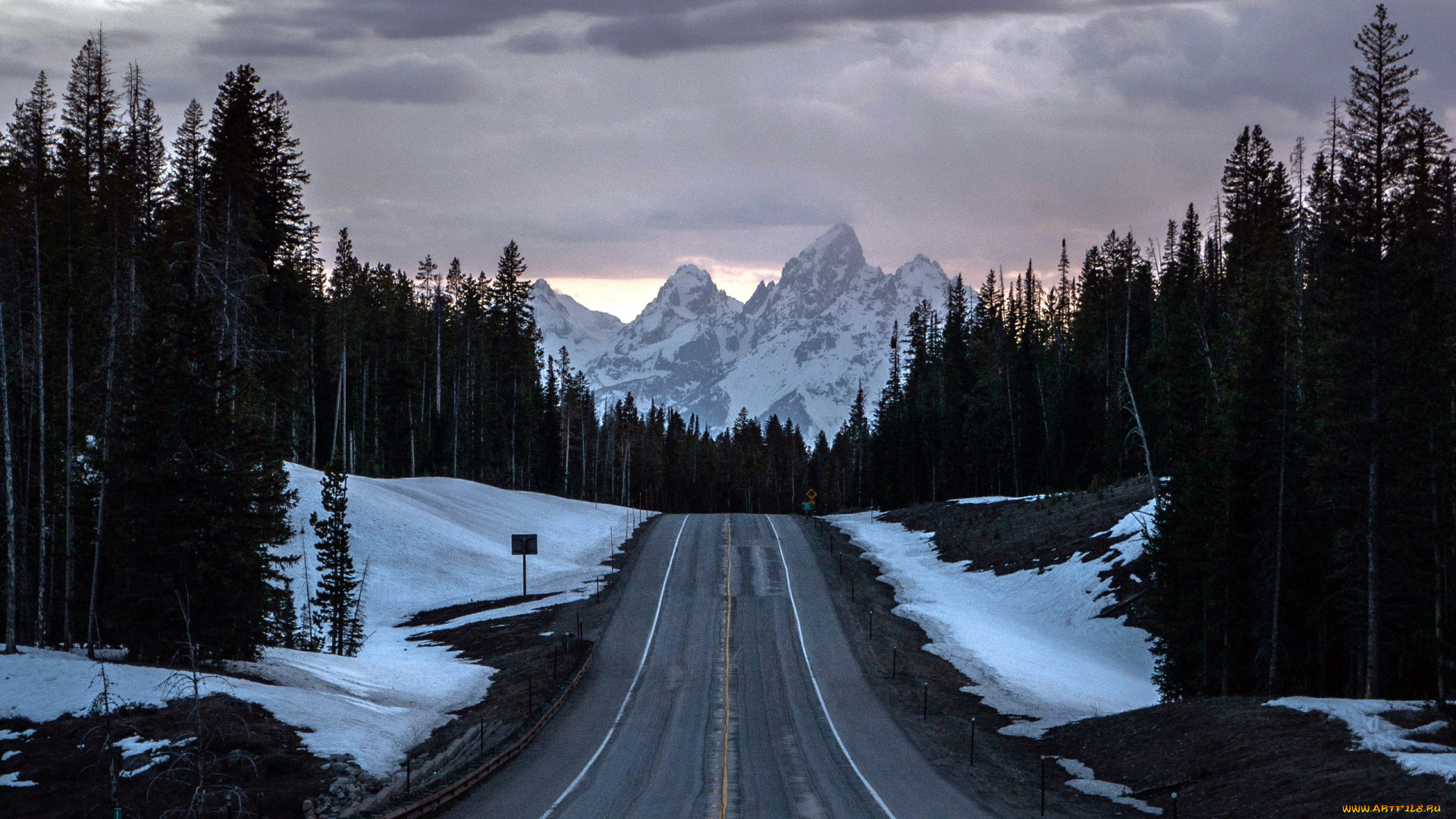природа, дороги, зима, шоссе, дорога, горы