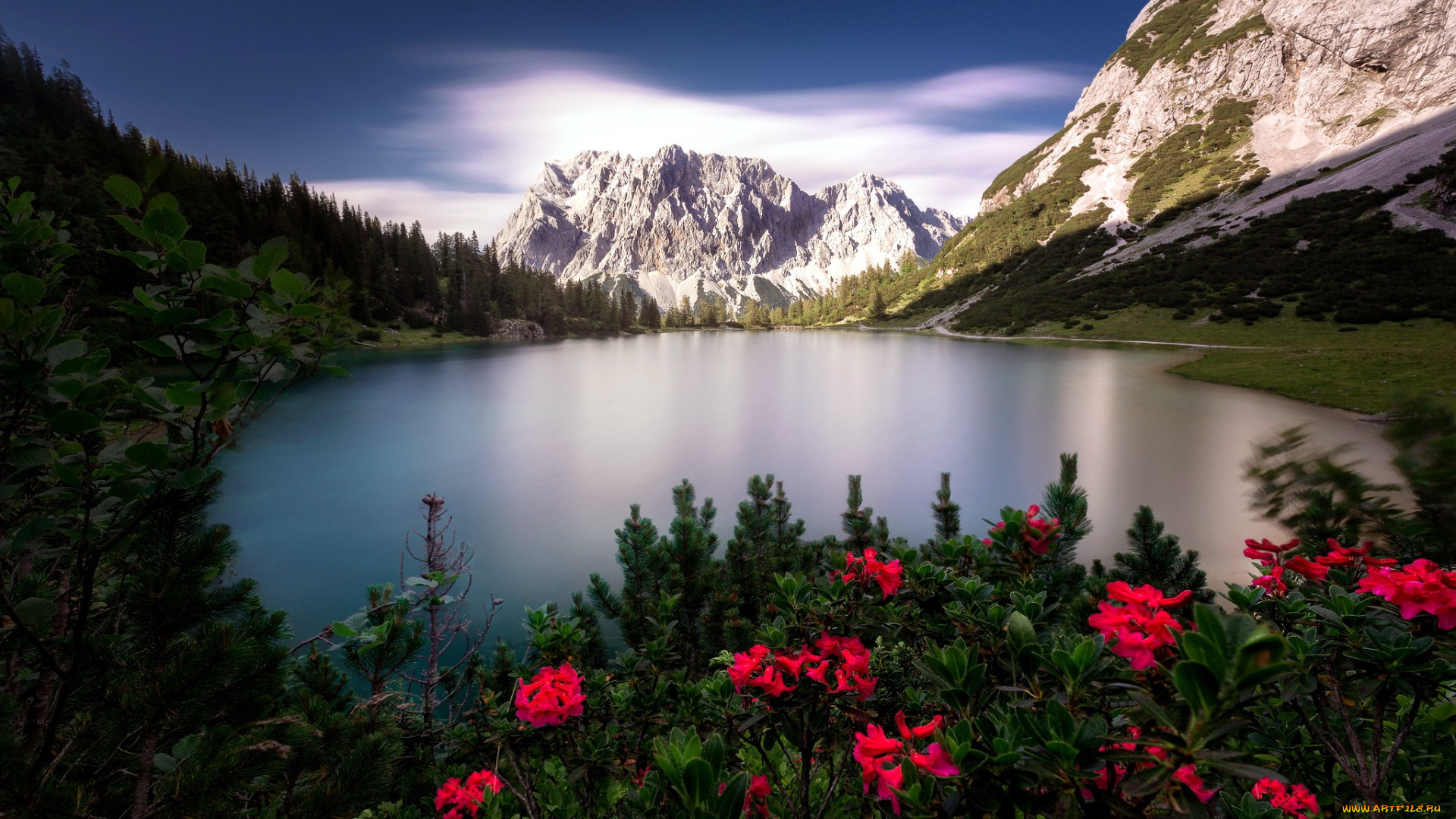 природа, реки, озера, цветы, озеро, горы