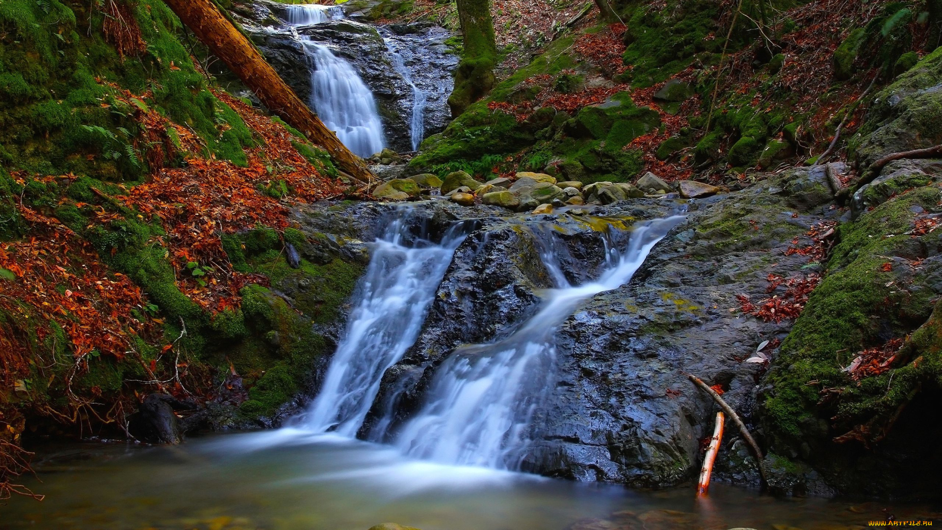 природа, водопады, река, осень