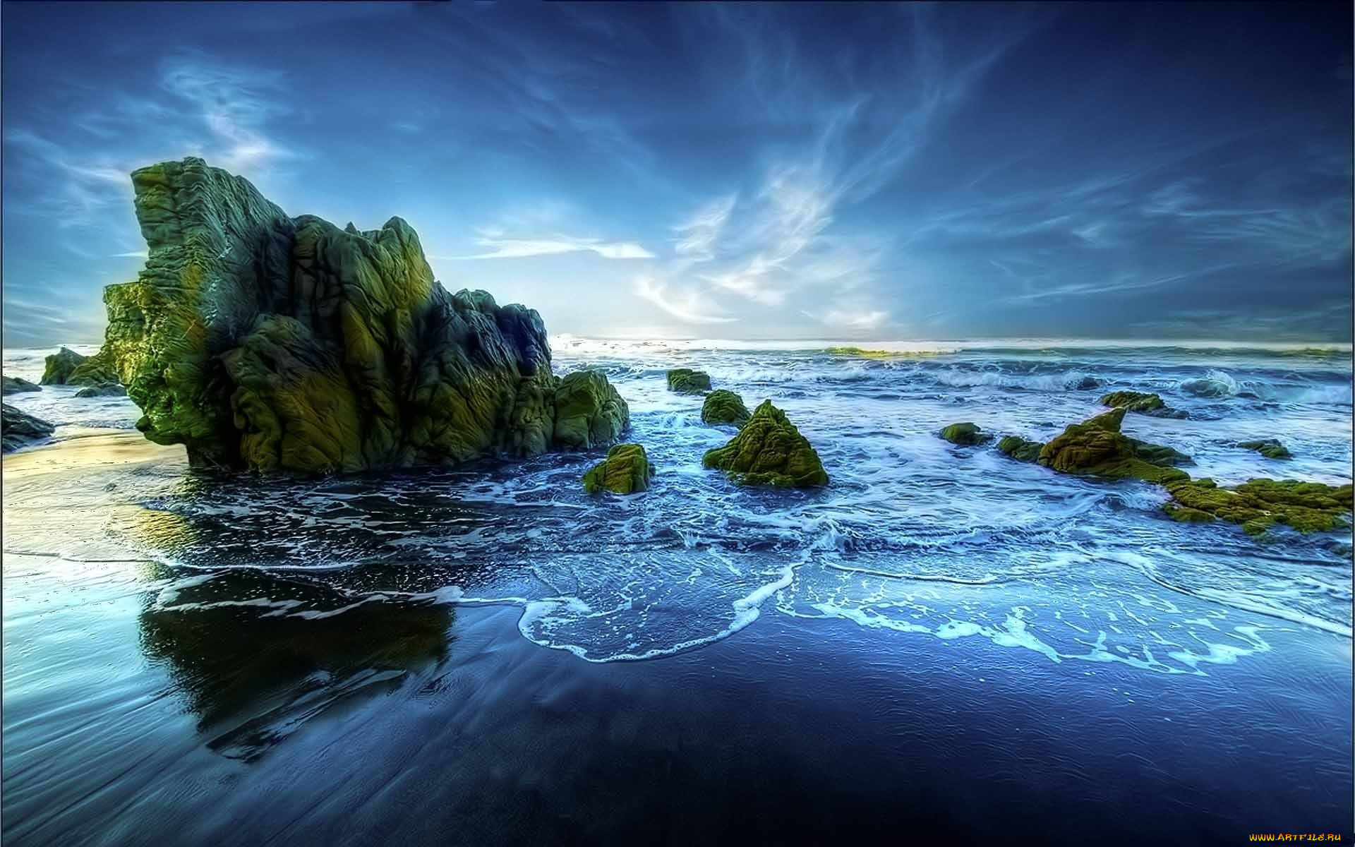 природа, побережье, камни, море
