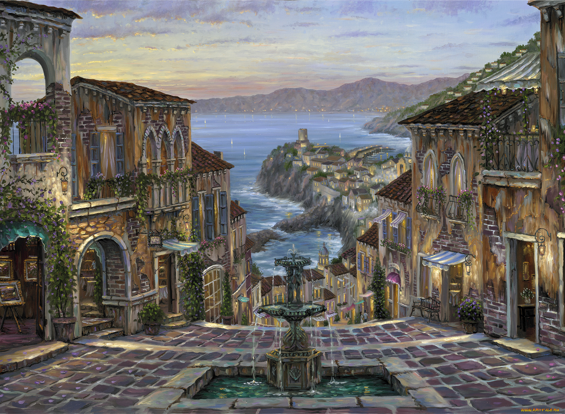 summer, in, vernazza, рисованные, robert, finale, вернацца, италия