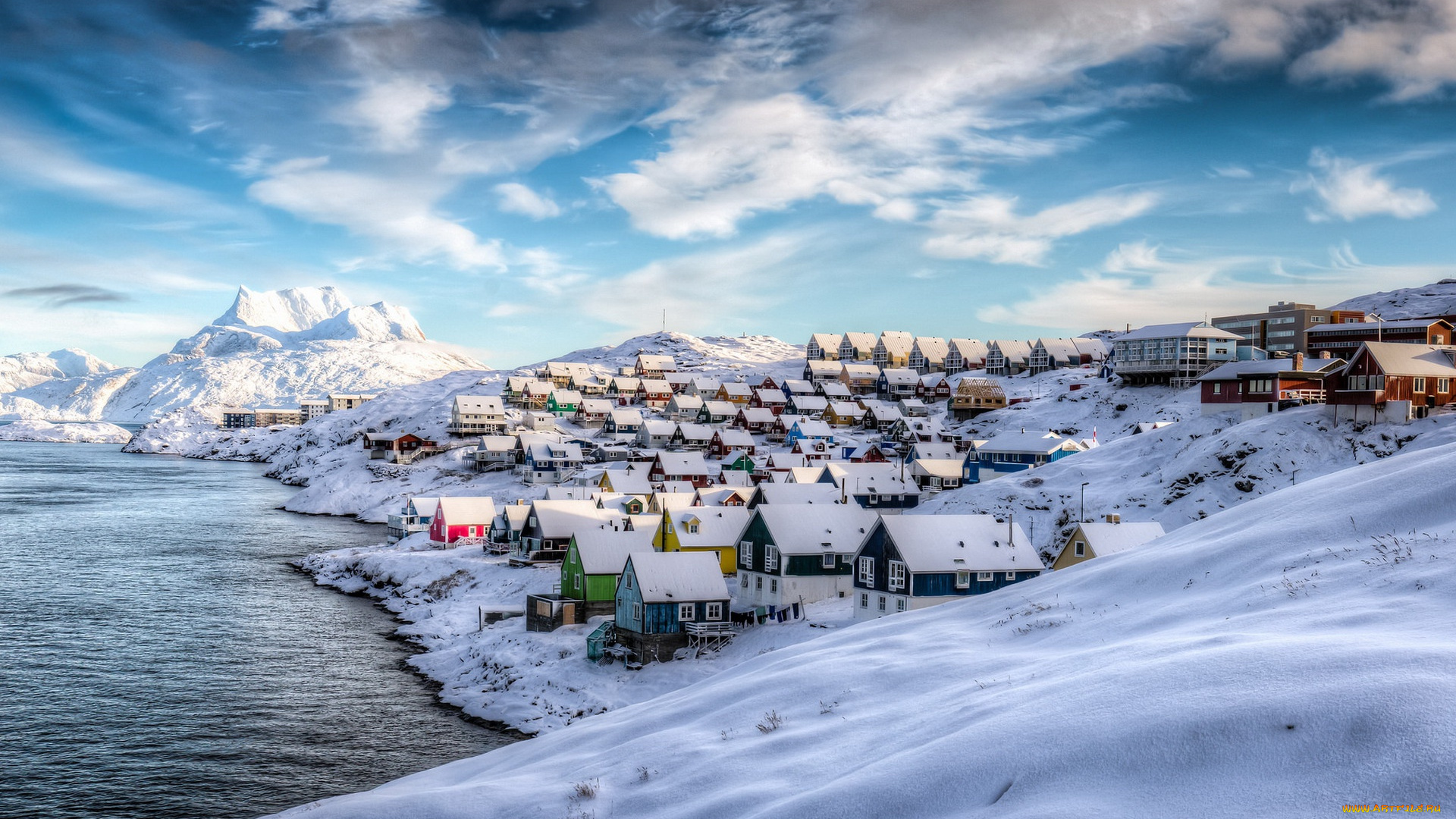 города, -, панорамы, nuuk, greenland, vestgronland