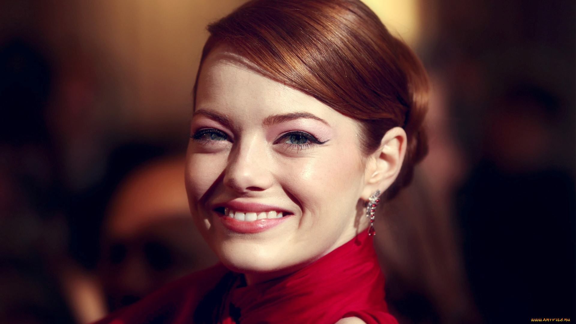 девушки, emma, stone, рыжая, лицо, улыбка