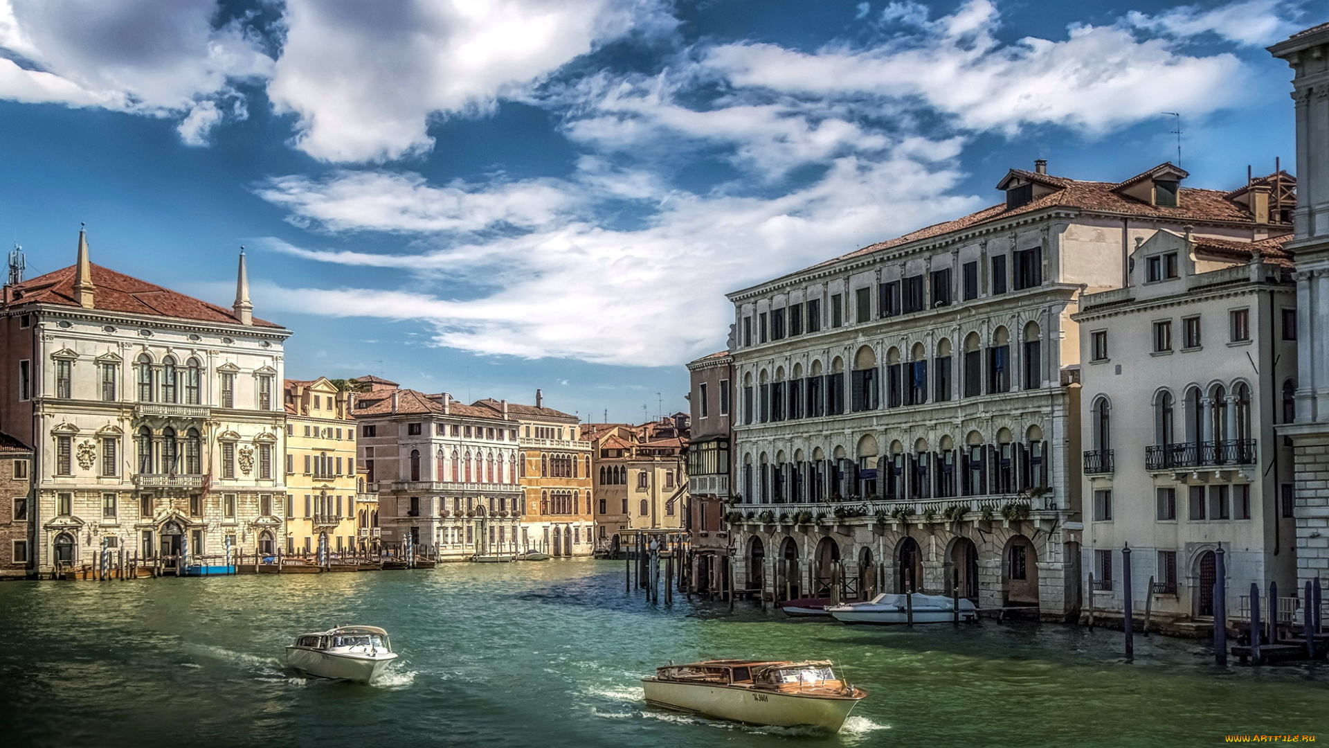 города, венеция, , италия, лодки, канал