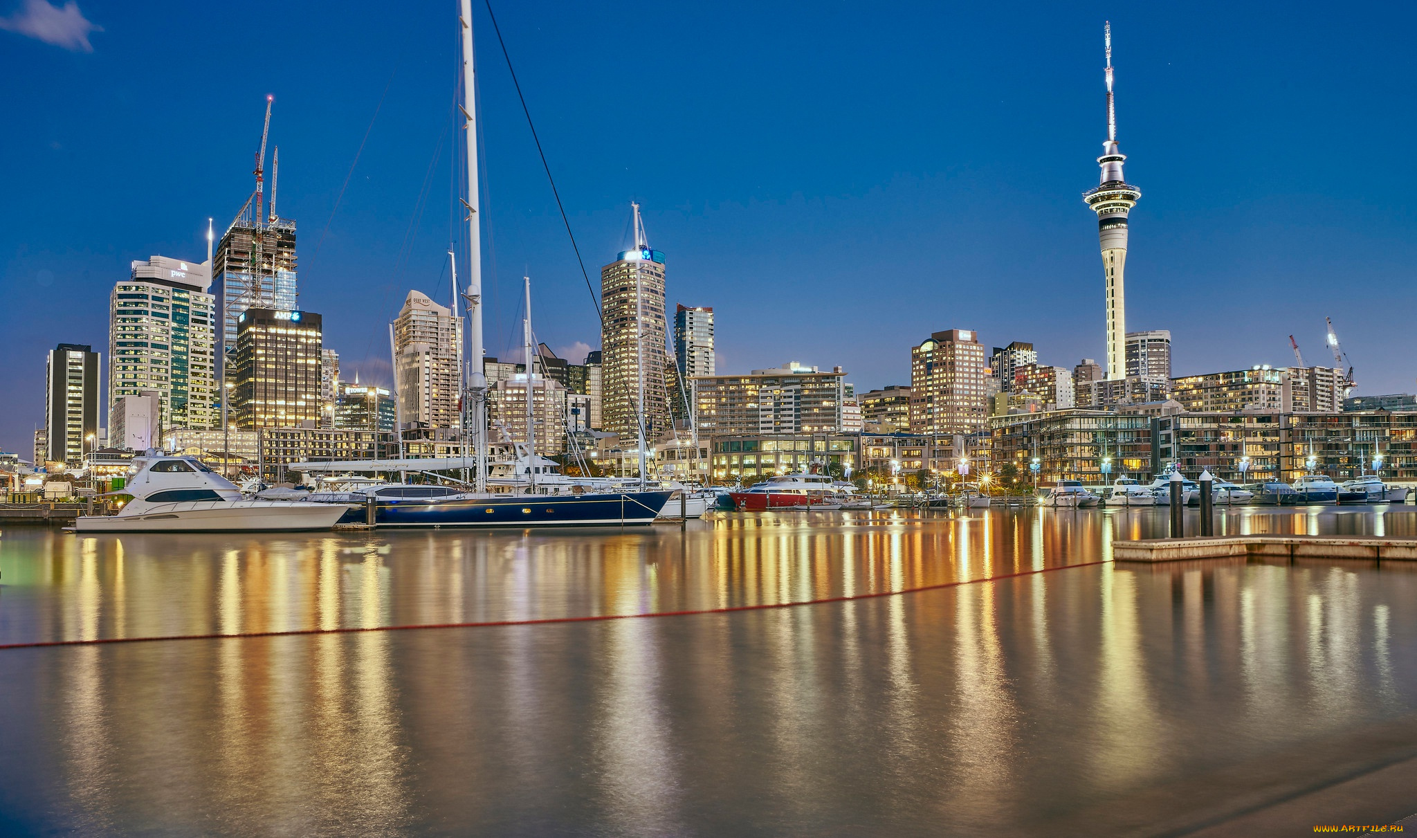 auckland, new, zealand, города, окленд, , новая, зеландия, новая, зеландия, гавань, окленд, город, свет, причал, яхты