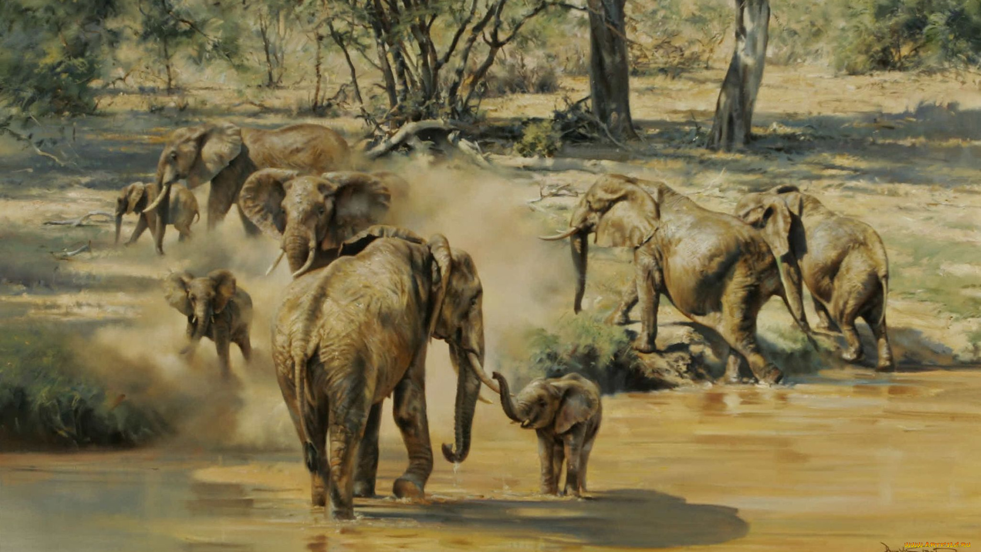 donald, grant, рисованные, слоны
