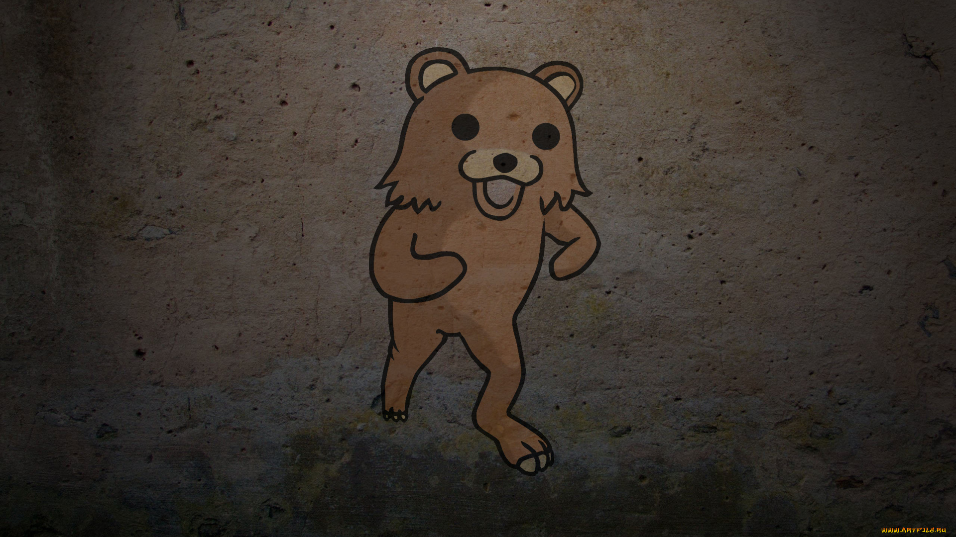 рисованные, минимализм, bear, стена, фон, медведь