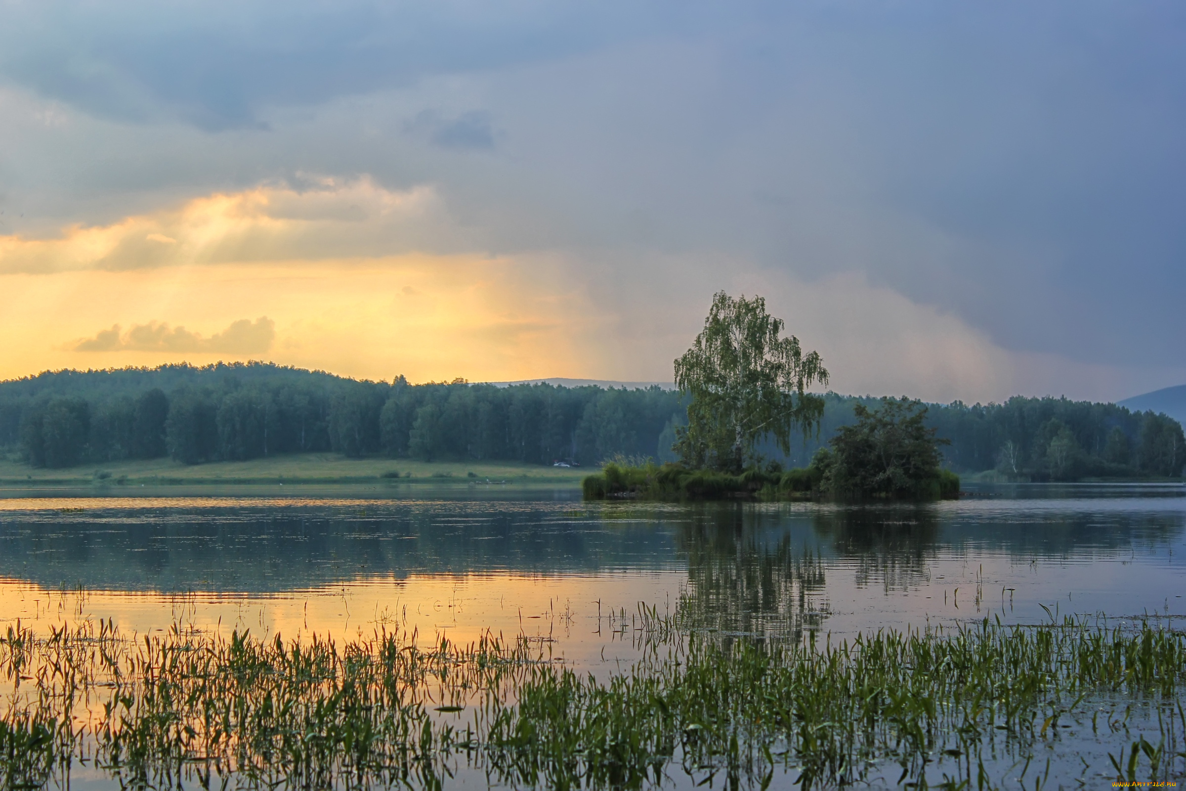 природа, реки, озера, вода, вечер