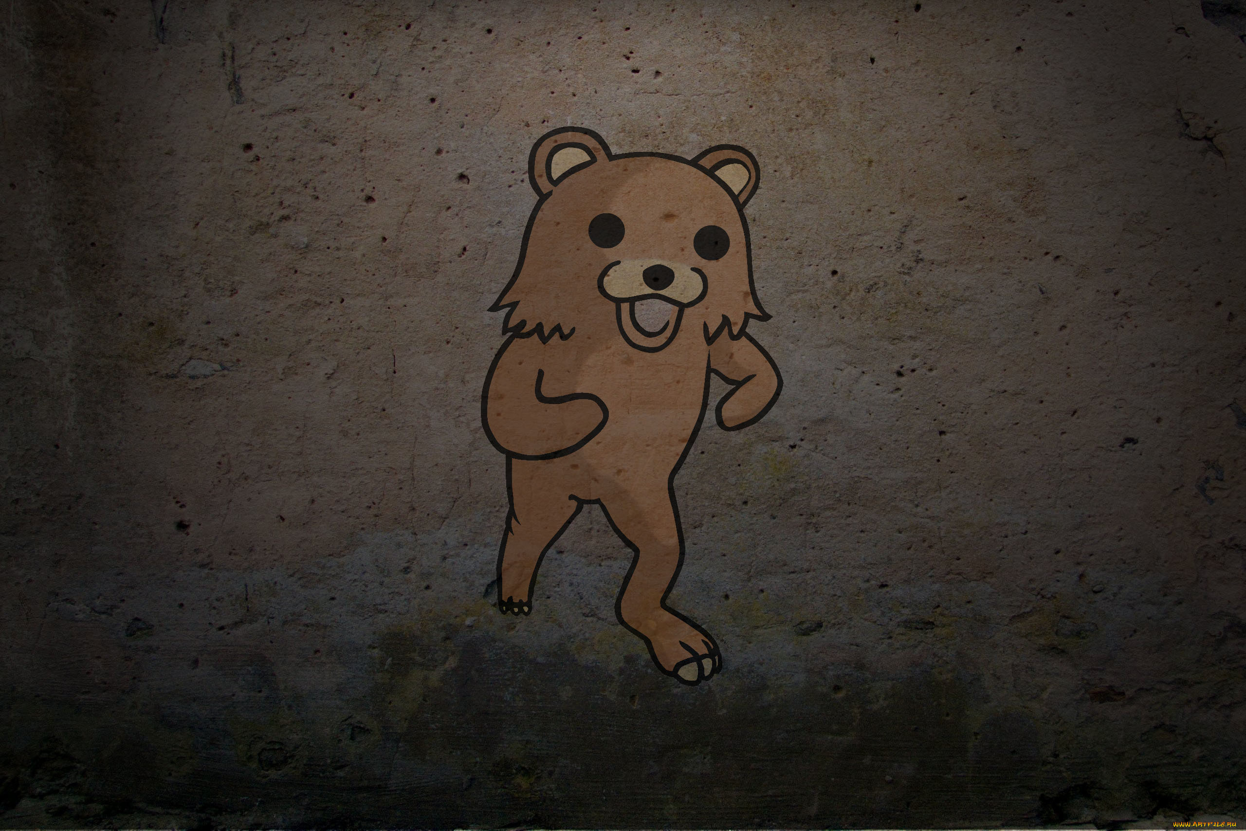 рисованные, минимализм, bear, стена, фон, медведь