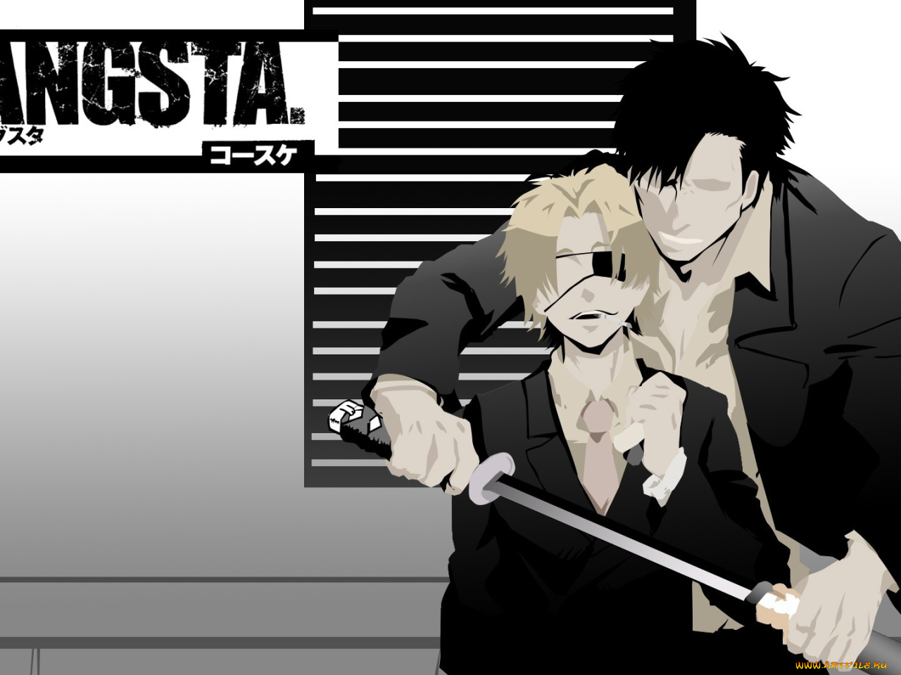 аниме, <b>gangsta</b>, katana, by, hszm, worick, nicolas, brown.