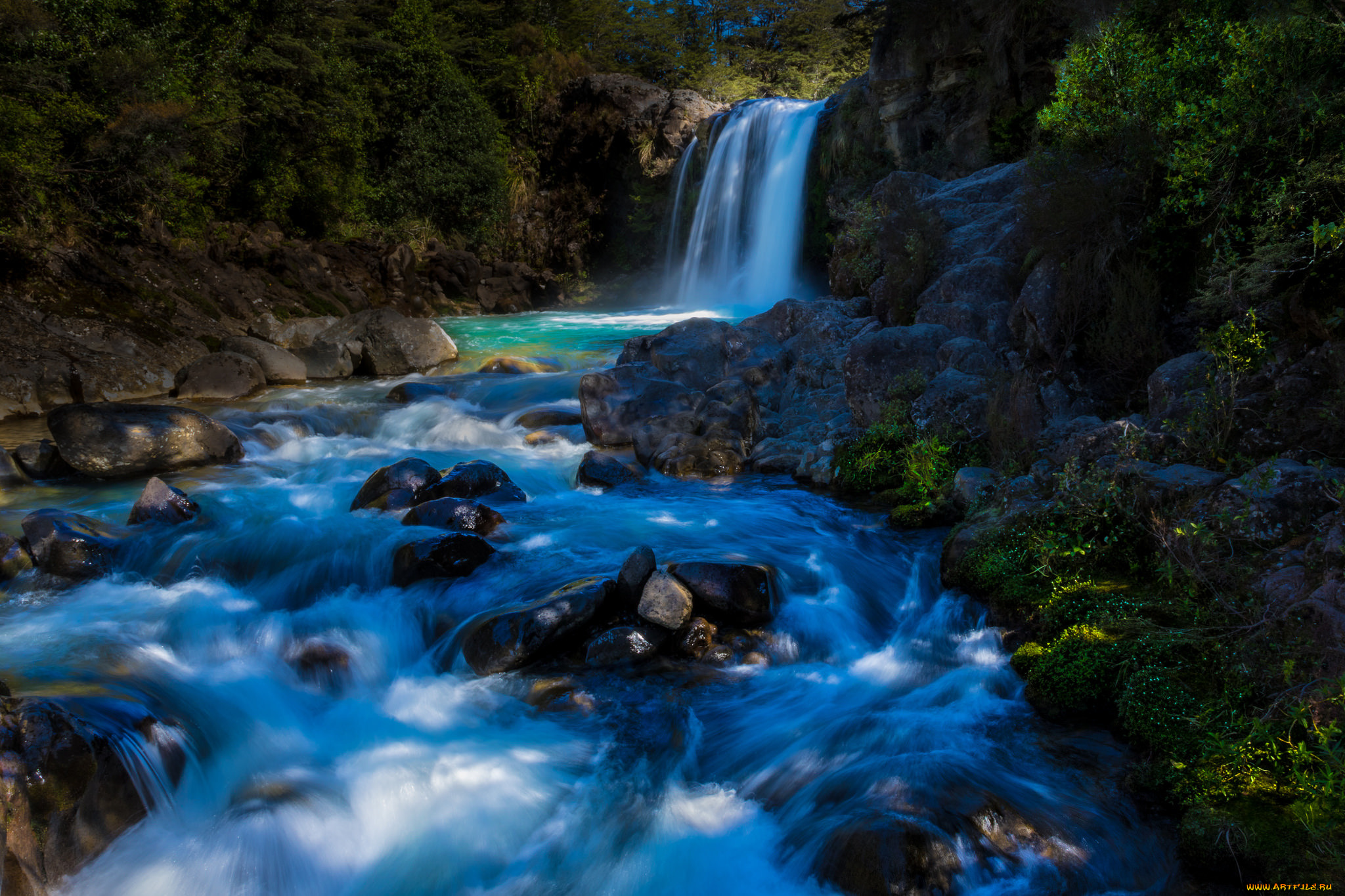 природа, водопады, tongariro, national, park, tawhai, falls, река, новая, зеландия, национальный, парк, тонгариро, водопад, new, zealand