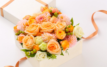 Картинка цветы букеты +композиции roses bouquets георгины gift розы dahlias подарок