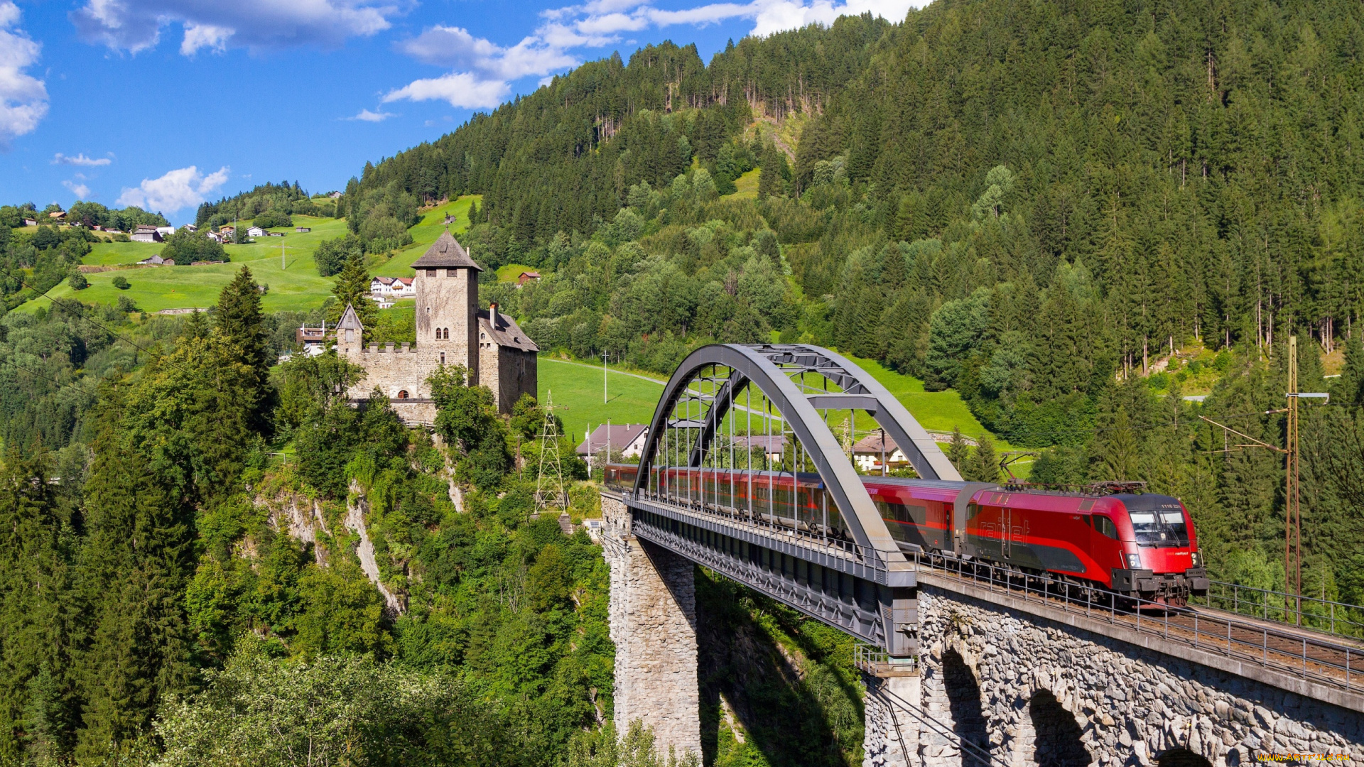 техника, электровозы, лес, поезд, austria, tyrol, замок