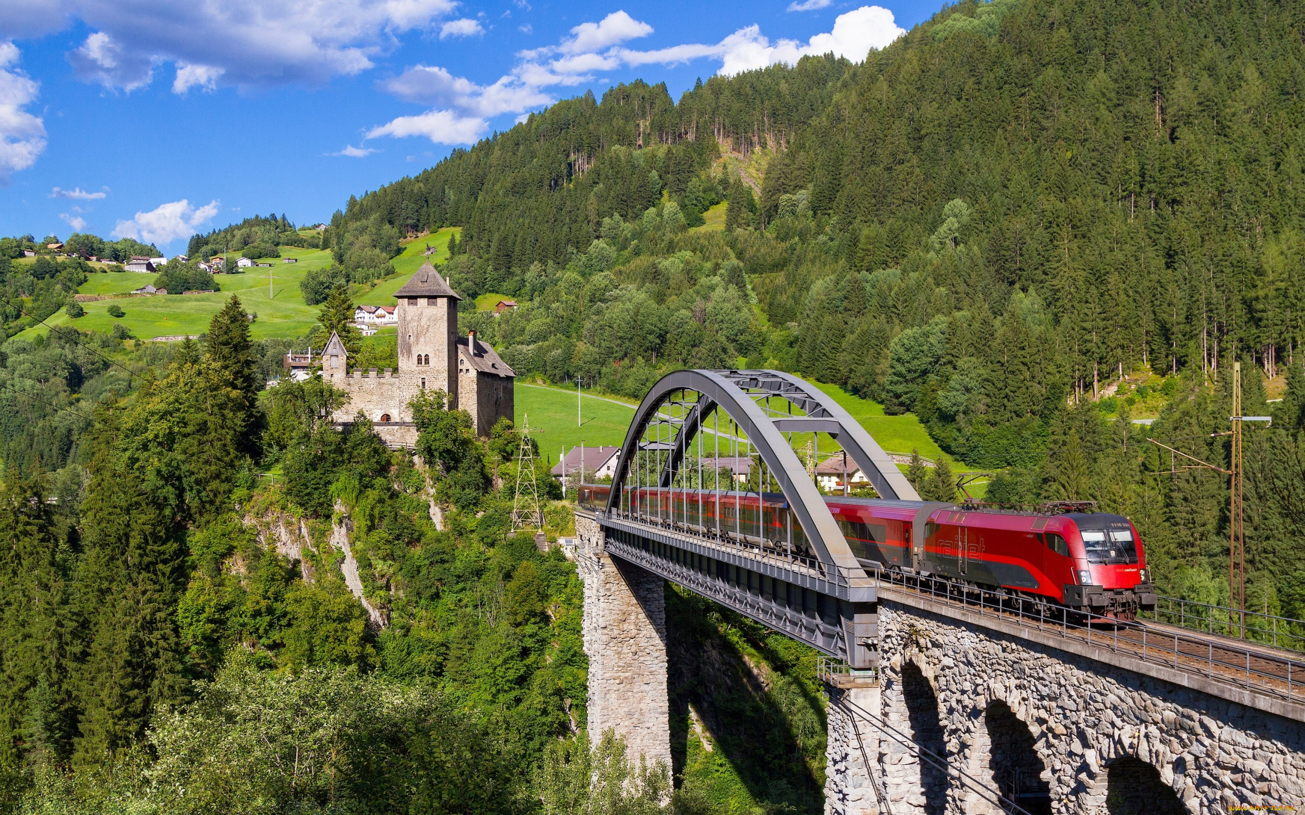 техника, электровозы, лес, поезд, austria, tyrol, замок