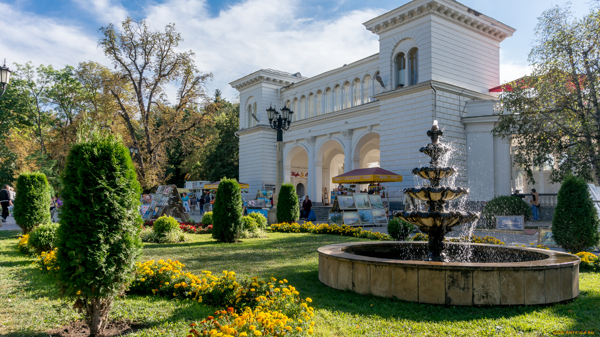 кисловодск, города, -, фонтаны, деревья, фонтан, парк