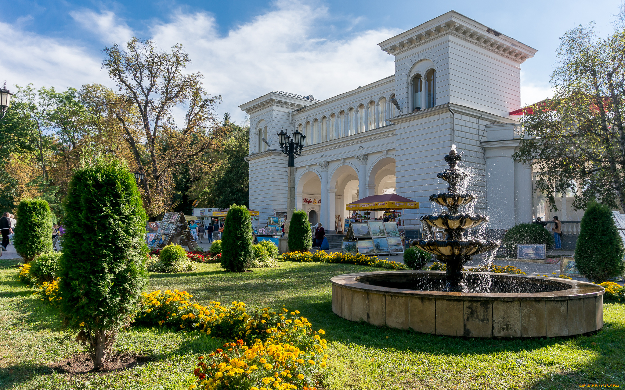 кисловодск, города, -, фонтаны, деревья, фонтан, парк