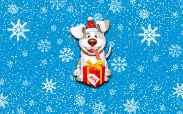 Картинка праздничные векторная+графика+ новый+год праздник 2018 год собаки минимализм снег подарок зима новый фон настроение собака