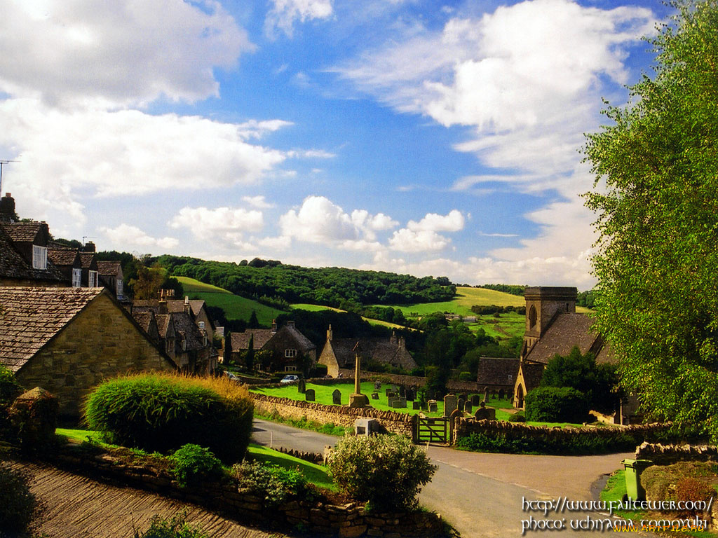 england, snowshill, the, cotswolds, ss, barnabas, church, and, cottages, города, другое