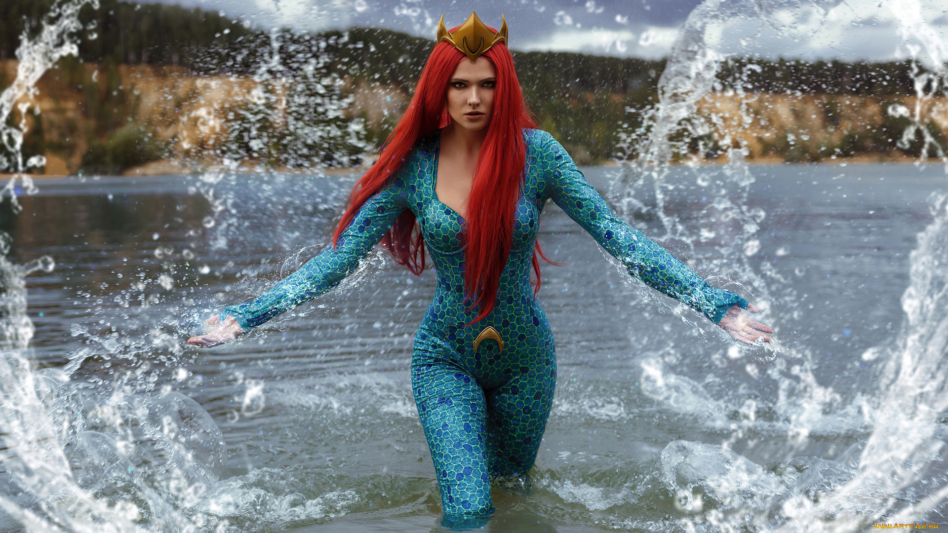 девушки, -, креатив, , косплей, superheroes, cosplay, mera, супергерои, аквамен, девушка, костюм, косплей