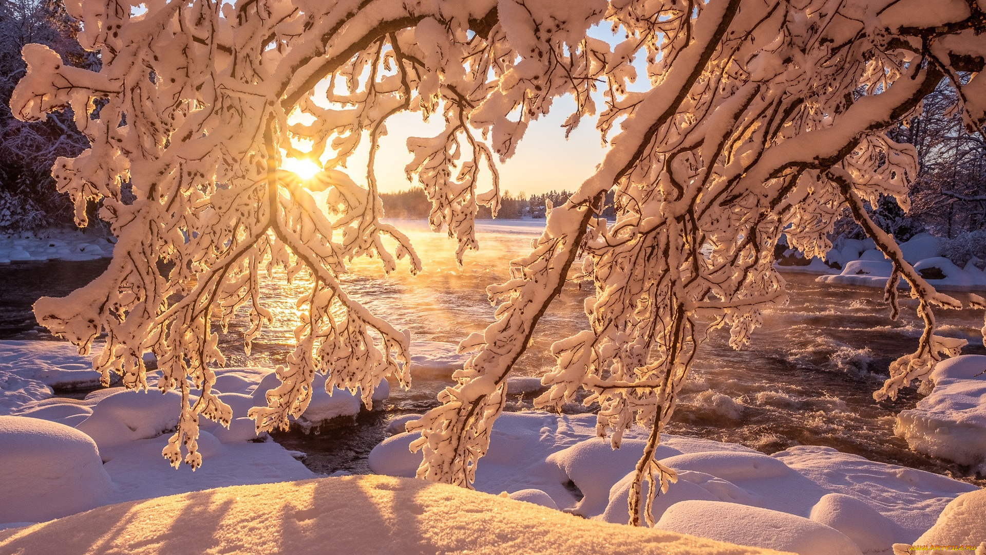 природа, зима, сугробы, снег