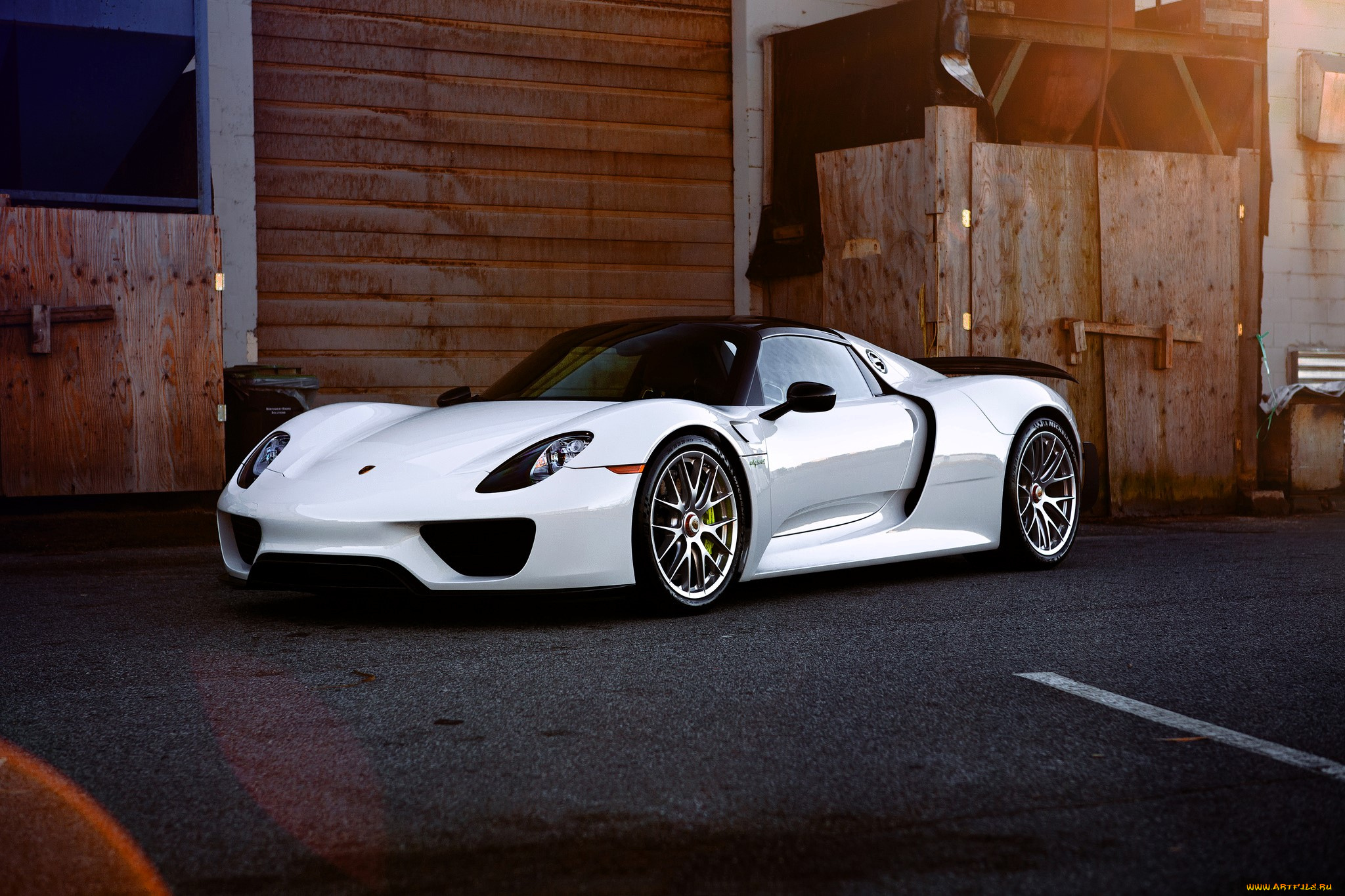 porsche, 918, автомобили, porsche, белый, здание