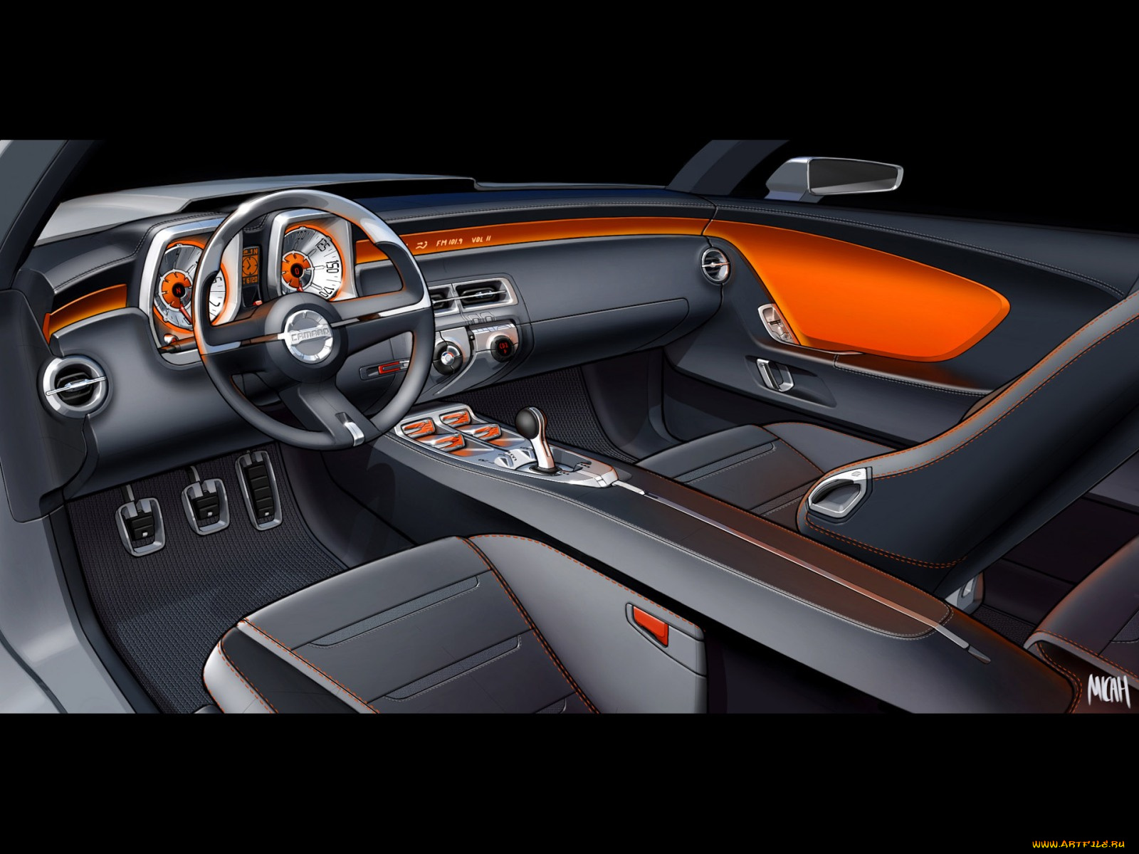 chevrolet, camaro, concept, drawing, interior, автомобили, интерьеры