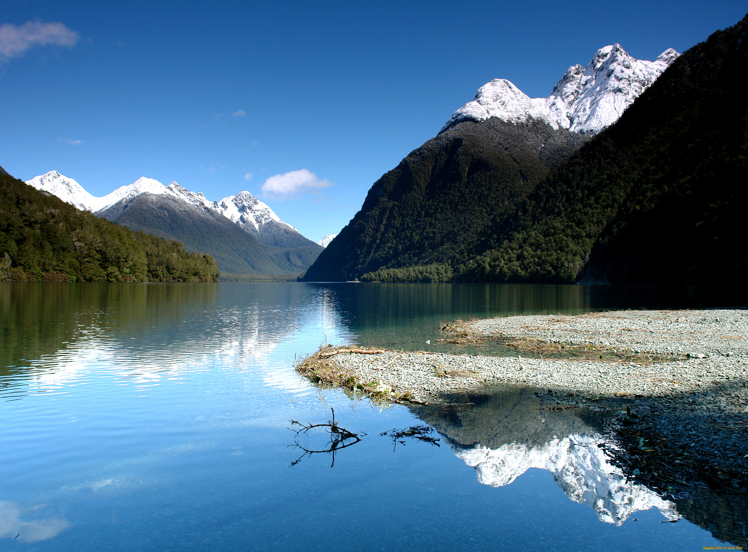 lake, gunn, fiordland, природа, реки, озера, новая, зеландия