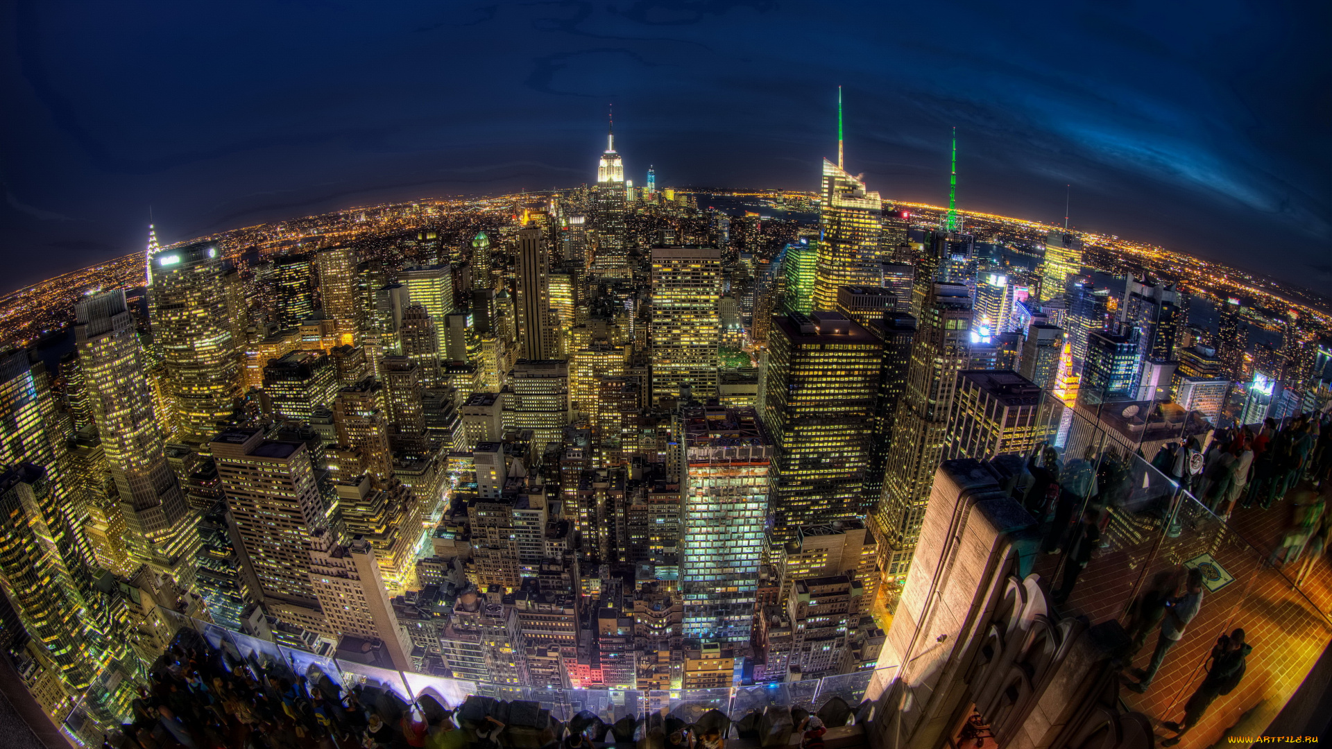 города, нью, йорк, сша, нью-йорк, ночь, огни, панорама