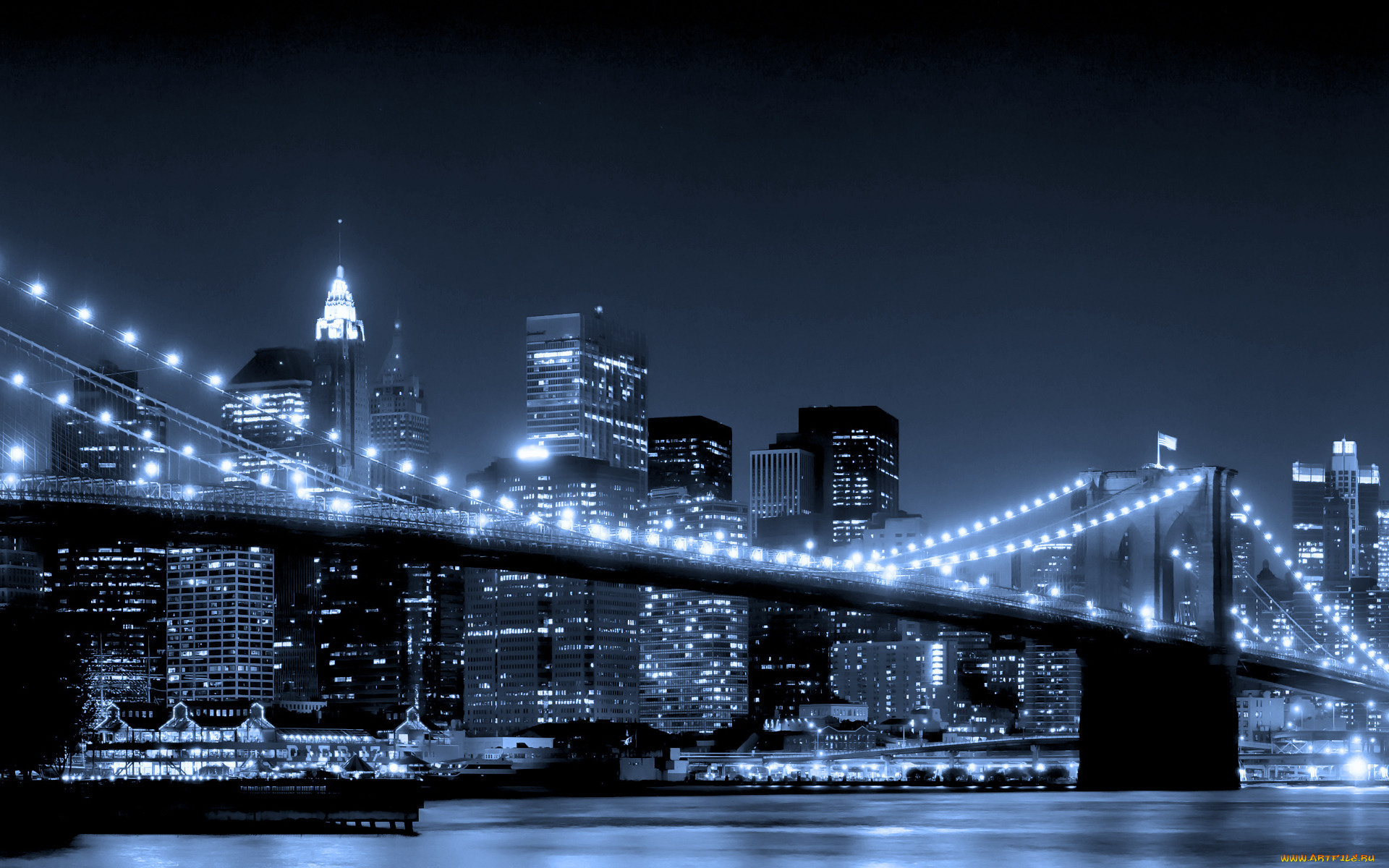 new, york, города, нью, йорк, сша, мост, огни