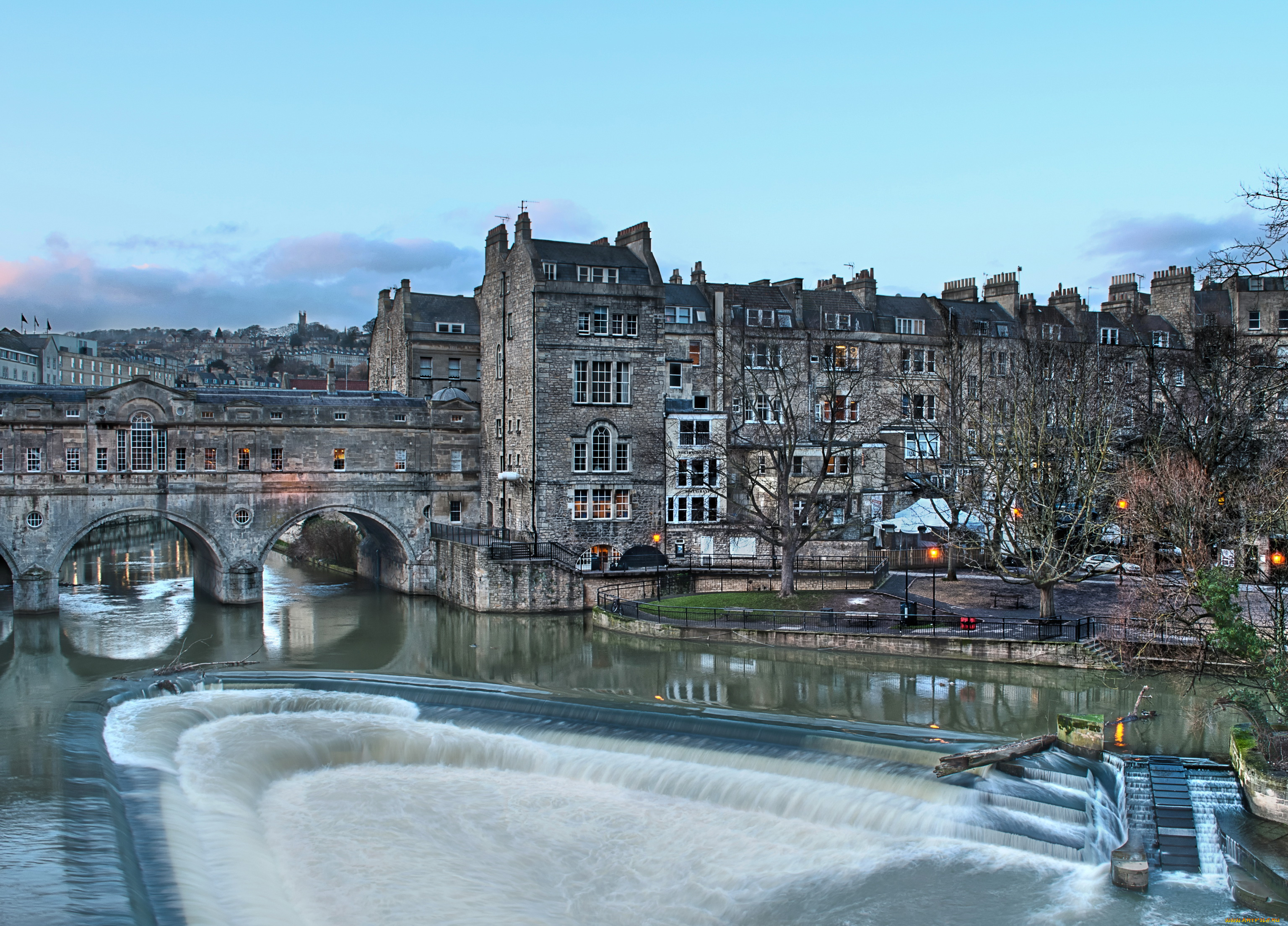 pulteney, bridge, in, bath, england, города, улицы, площади, набережные, река, мост, дома, водоворот