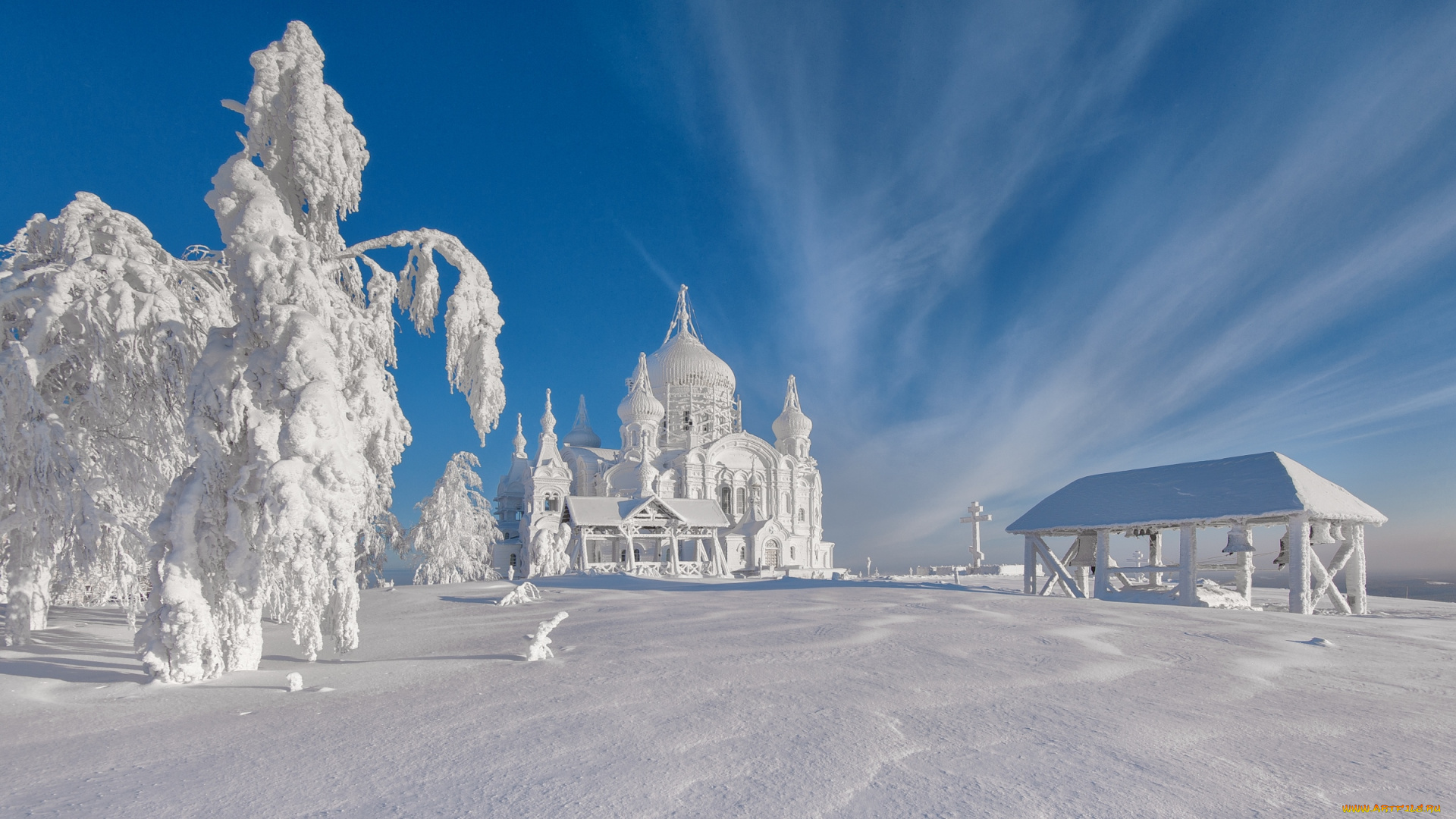 белогорский, николаевский, монастырь, города, -, православные, церкви, , монастыри, сказка, снег, зима