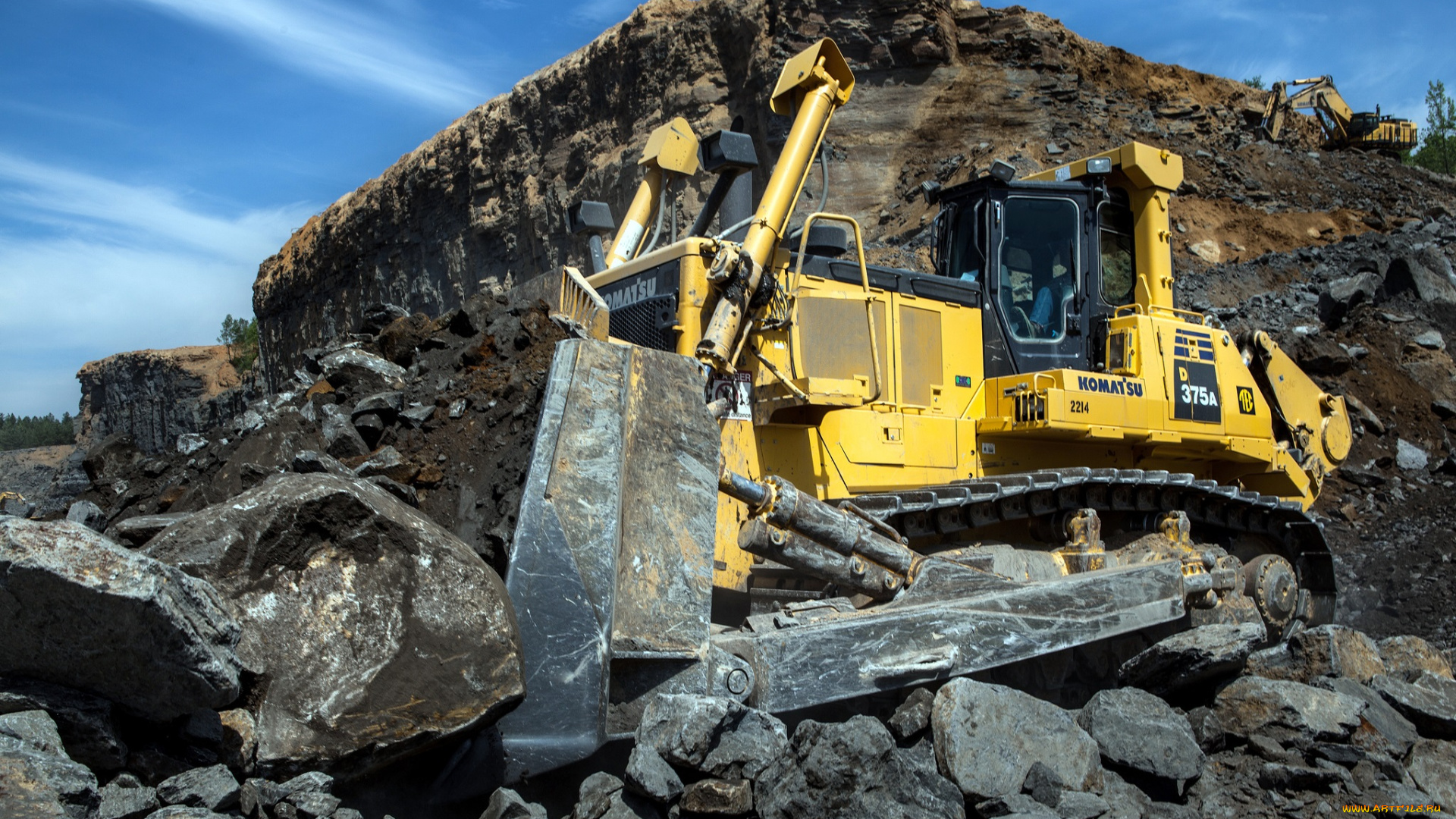 komatsu, d375a, bulldozer, техника, бульдозеры, мощь, ковш, карьер, бульдозер