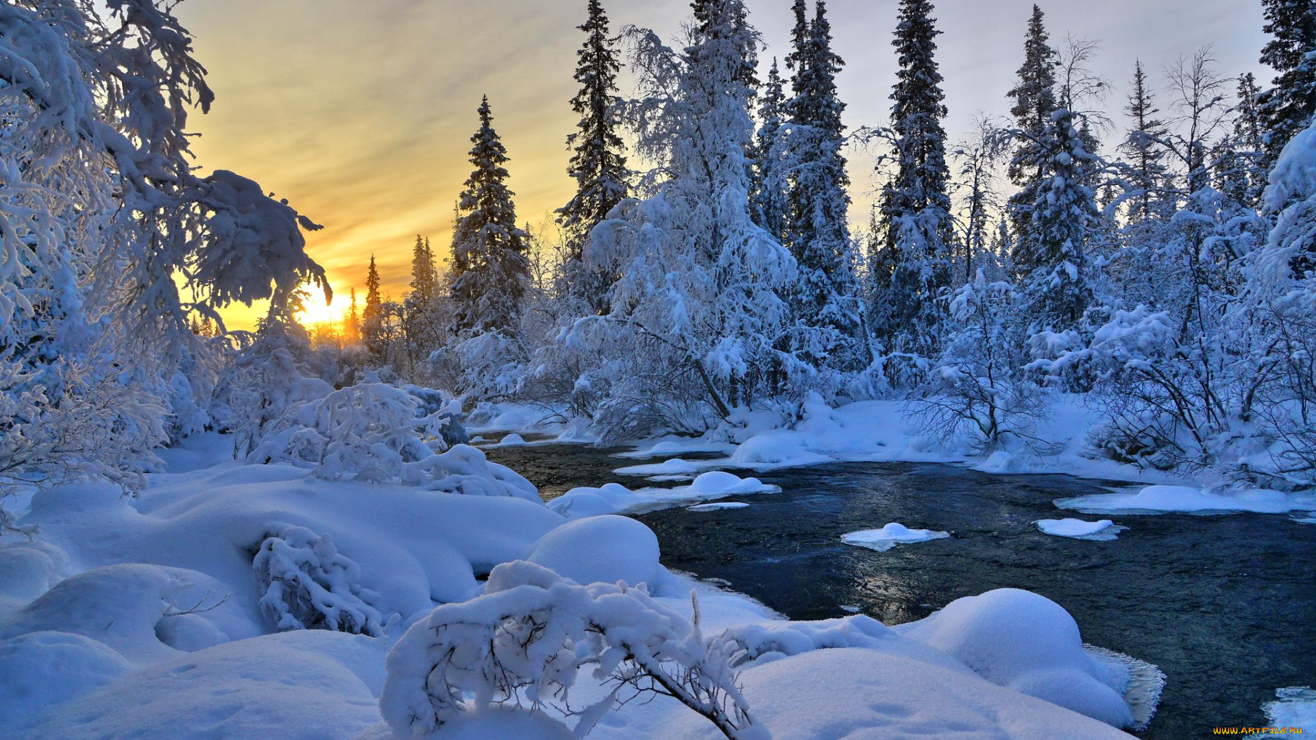 природа, зима, север, заполярье, пейзаж, снег