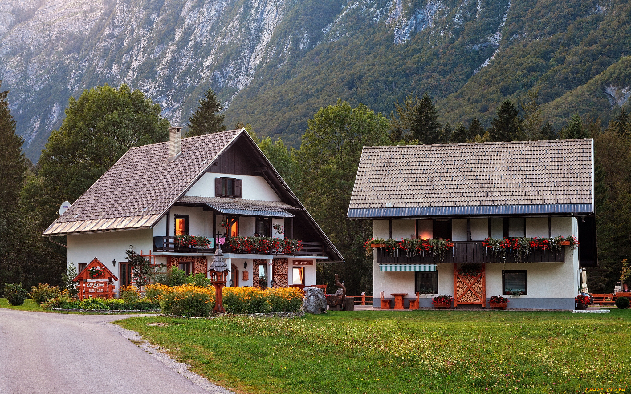 slovenia, города, -, здания, , дома, домики, словения, julian, alps, юлийские, альпы