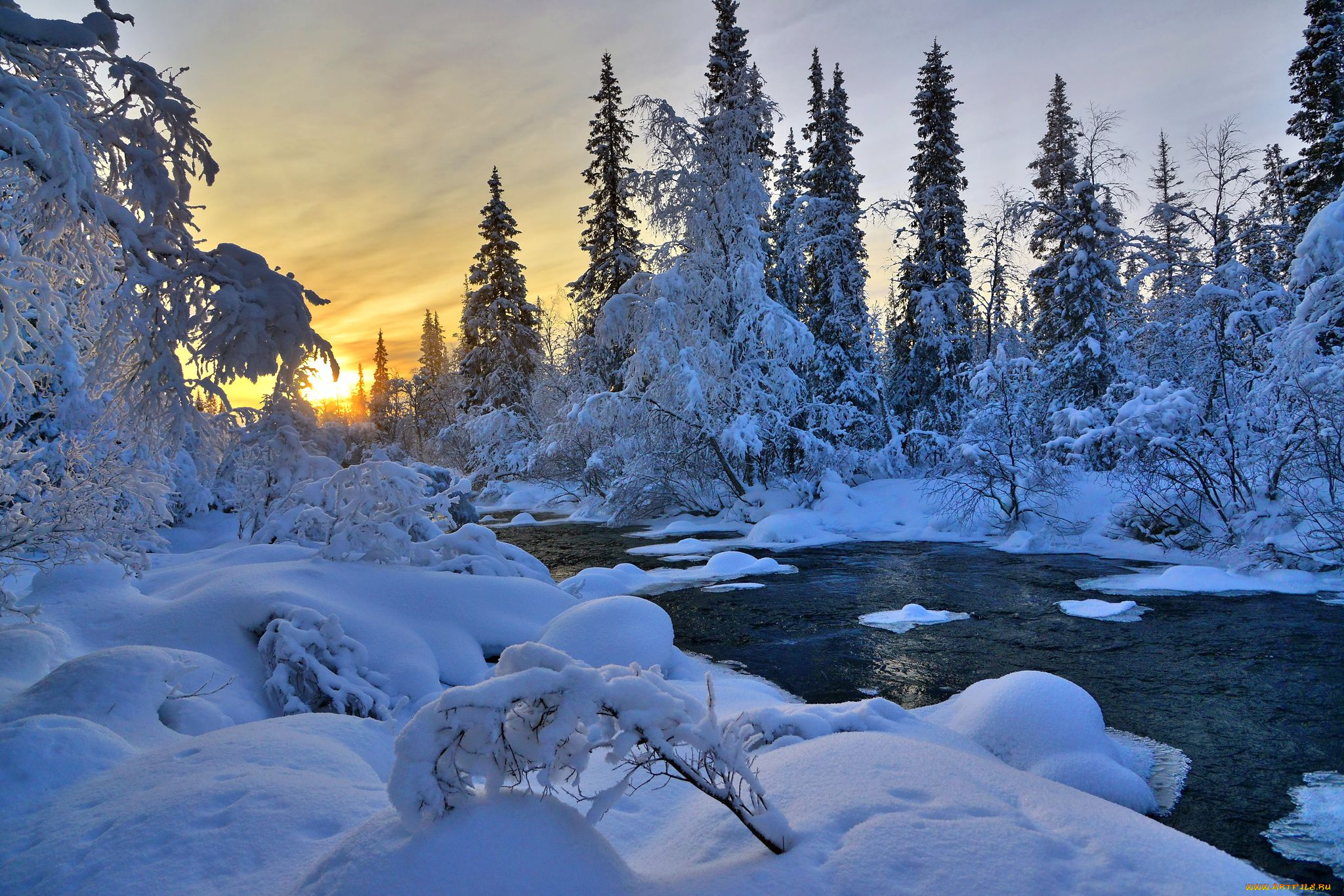 природа, зима, север, заполярье, пейзаж, снег